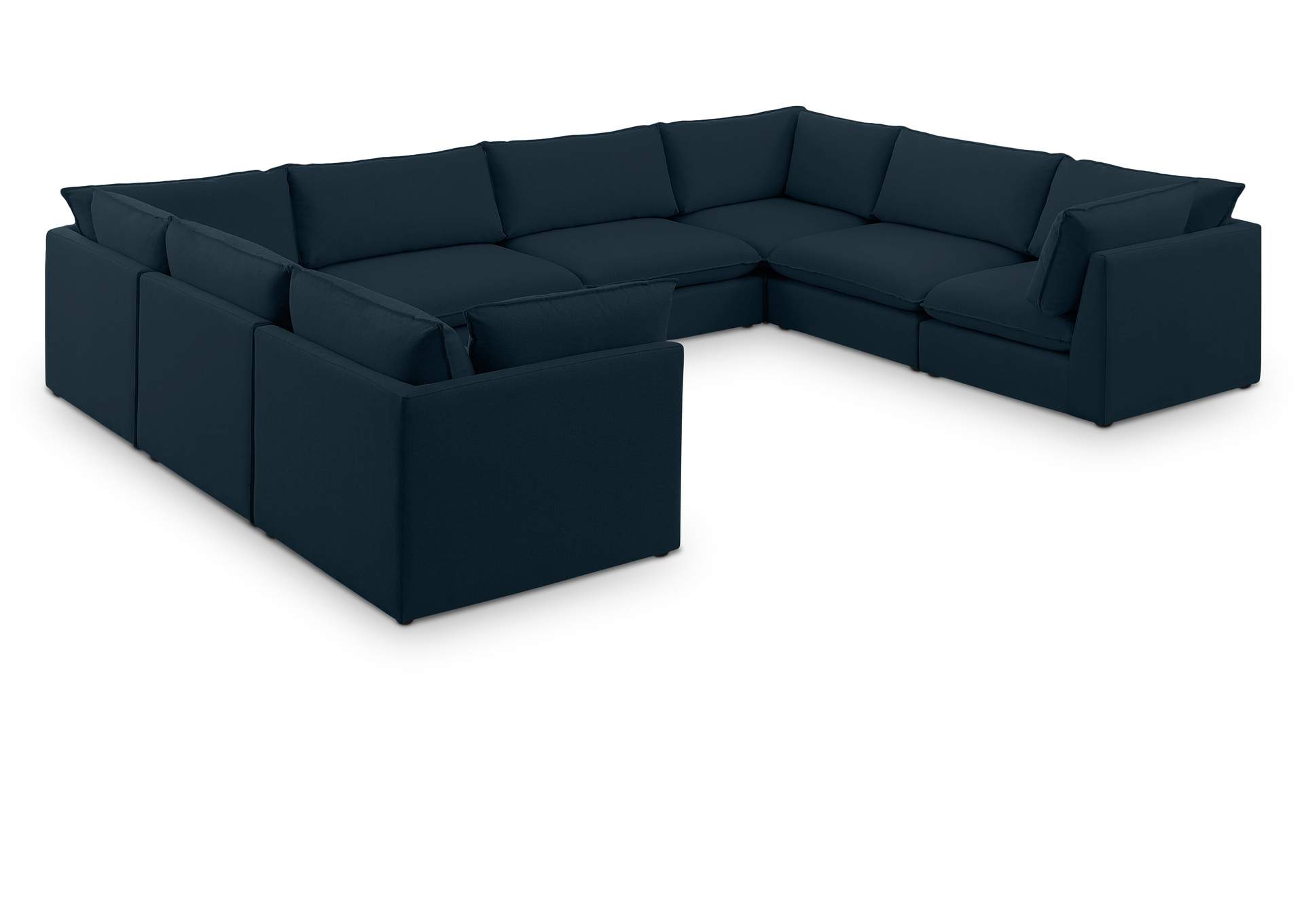 Mackenzie Navy Durable Linen Textured Modular Sectional,Meridian Furniture