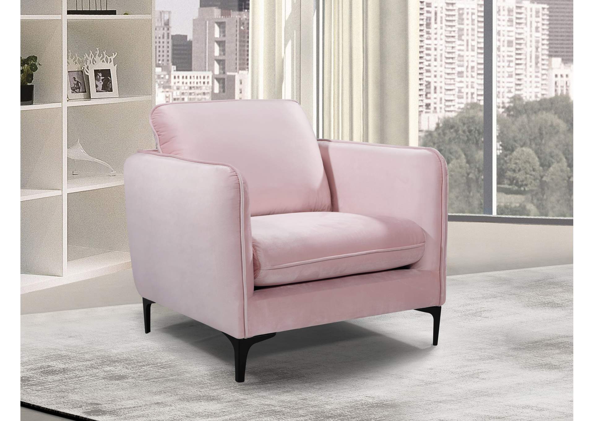 Poppy Pink Velvet Chair,Meridian Furniture