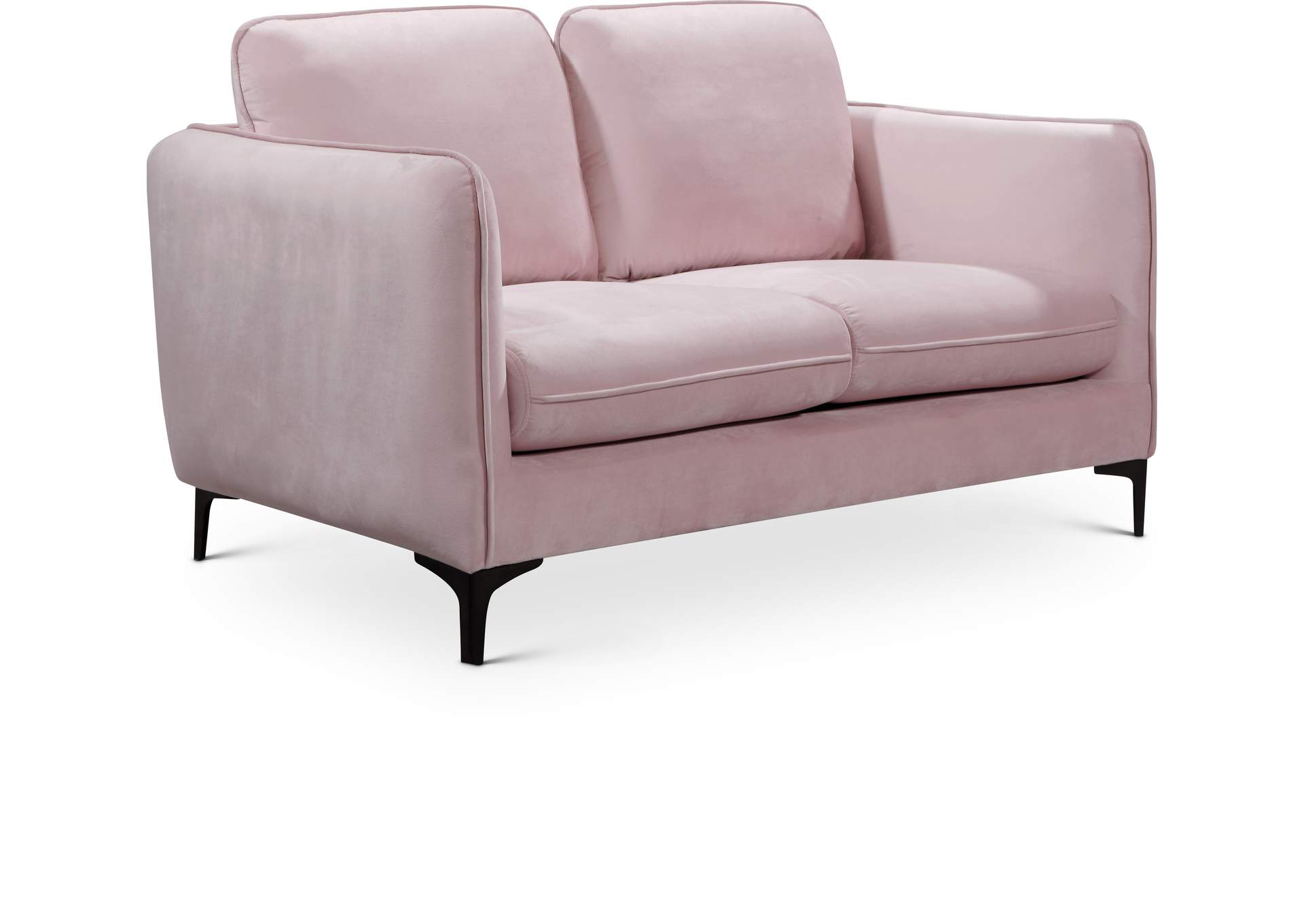 Poppy Pink Velvet Loveseat,Meridian Furniture