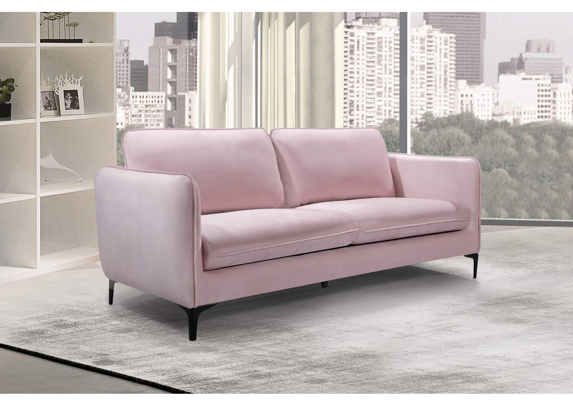 Poppy Pink Velvet Sofa,Meridian Furniture