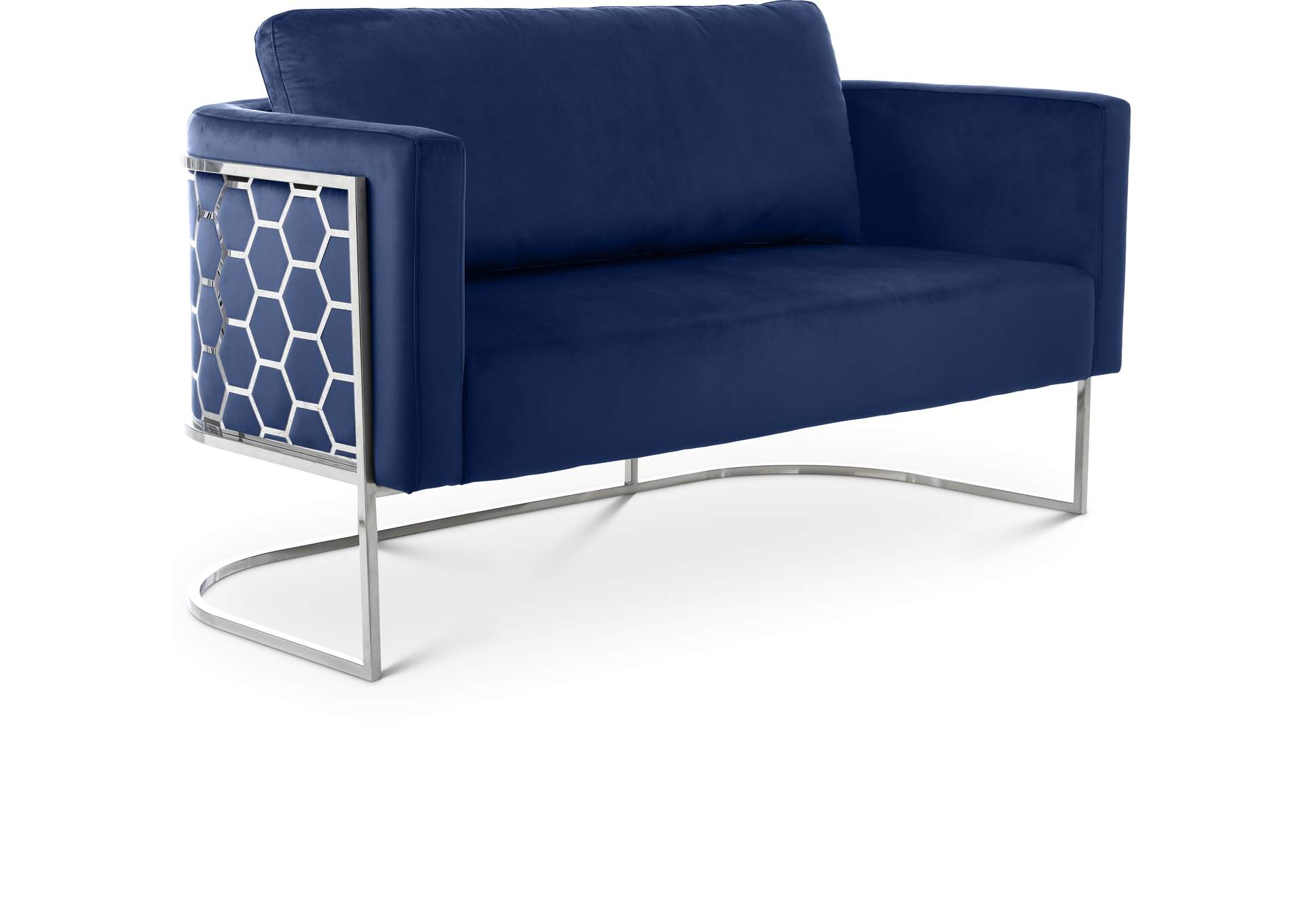 Casa Navy Velvet Loveseat,Meridian Furniture