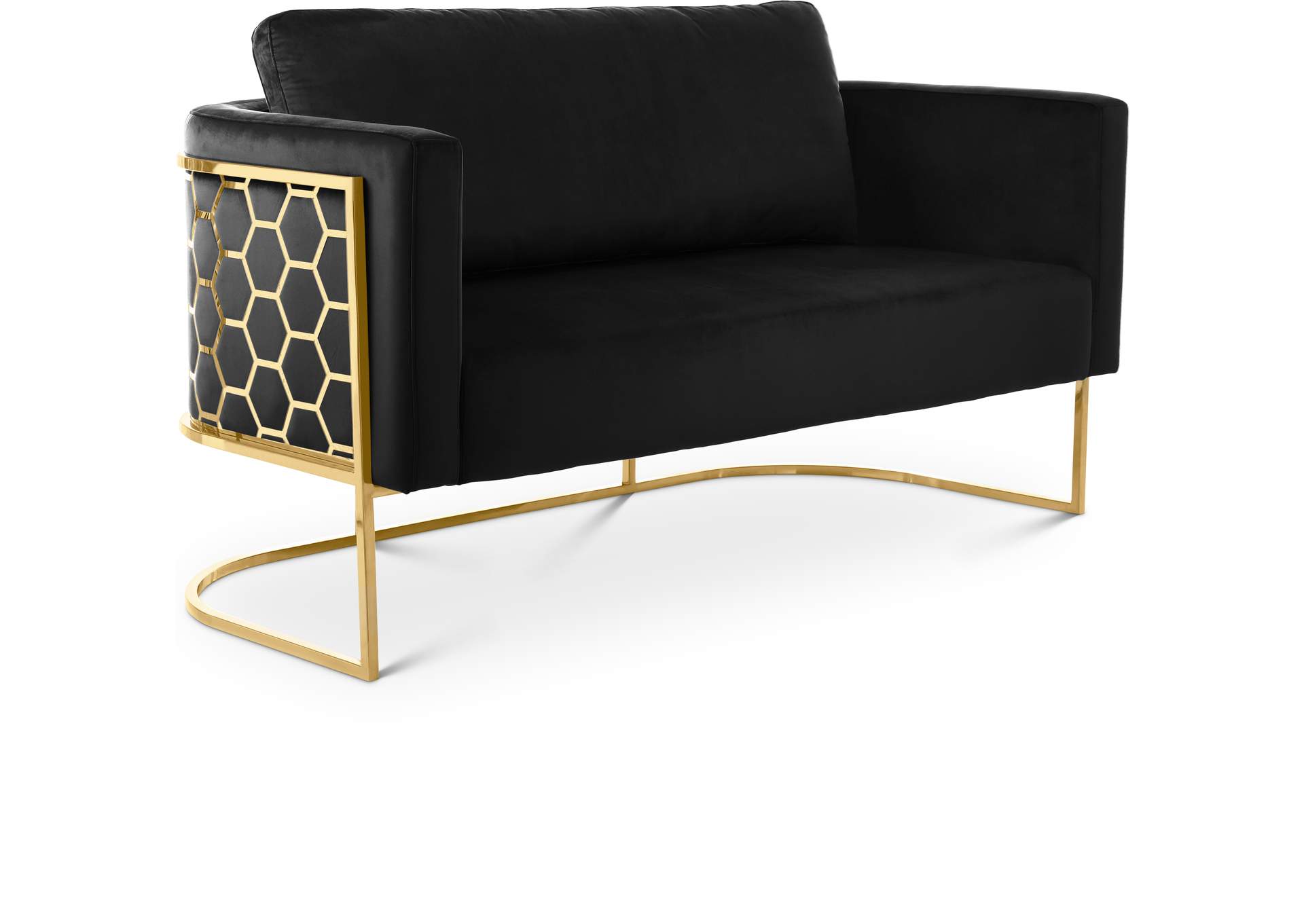 Casa Black Velvet Loveseat,Meridian Furniture