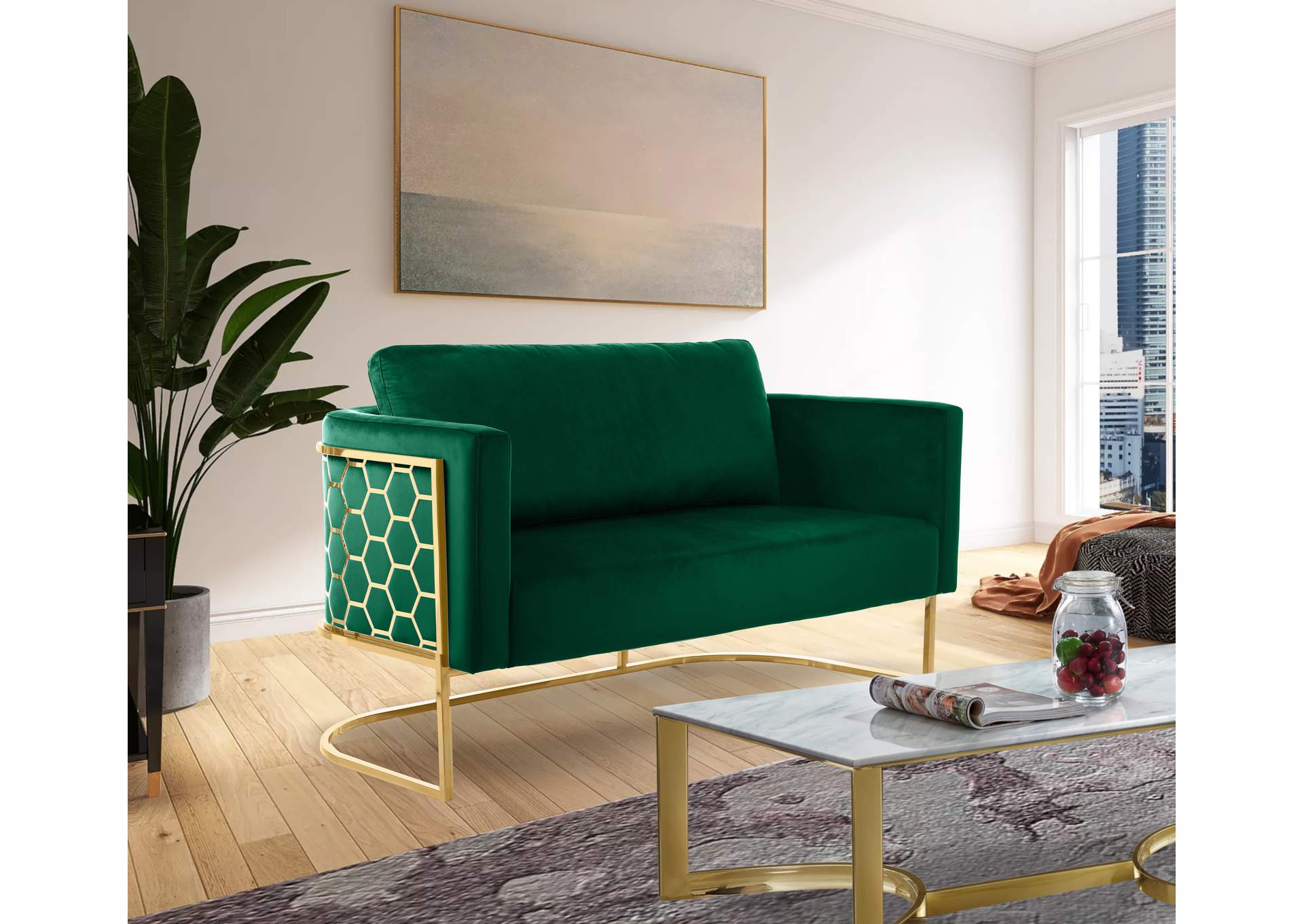 Casa Green Velvet Loveseat,Meridian Furniture