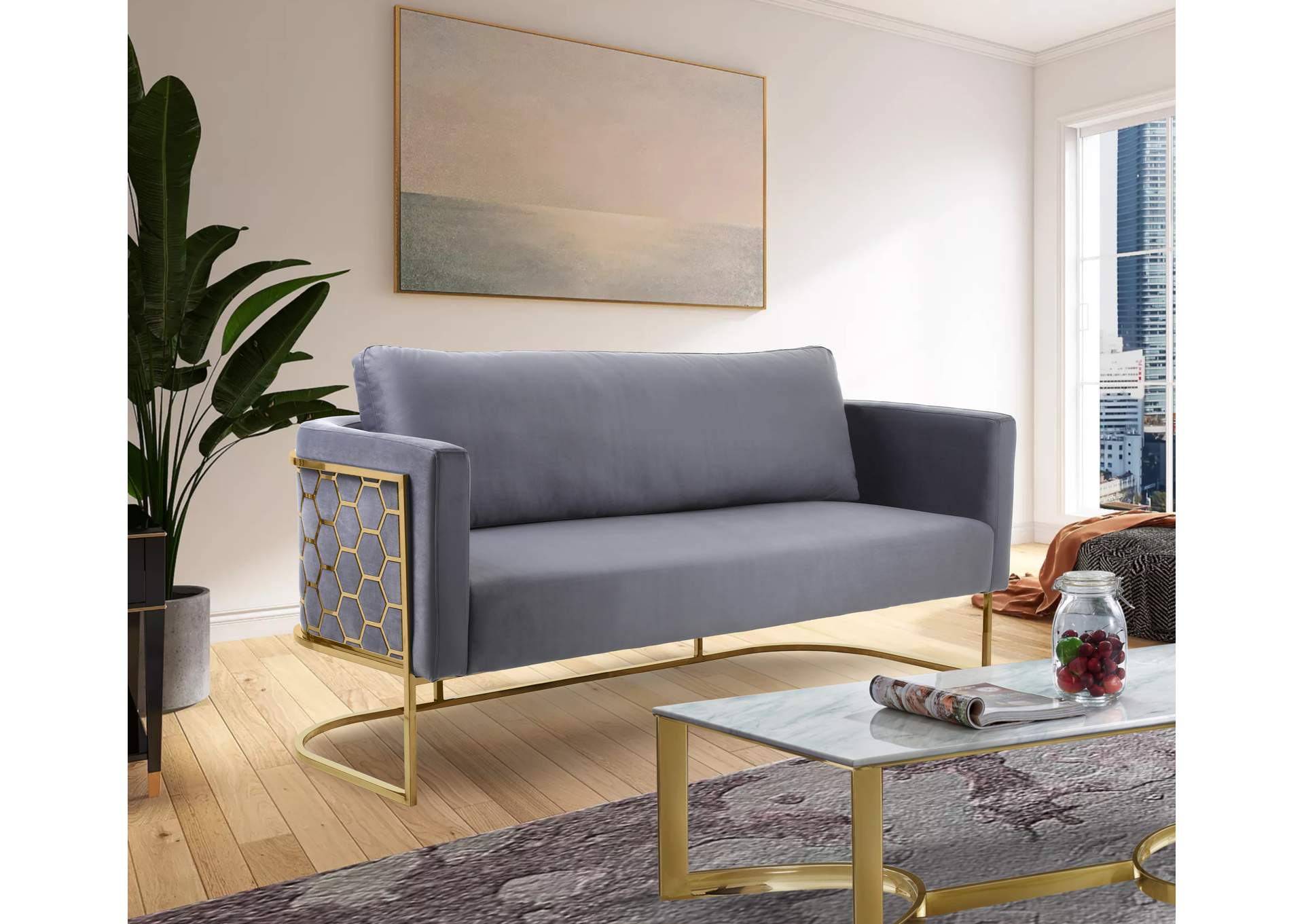 Casa Grey Velvet Sofa,Meridian Furniture