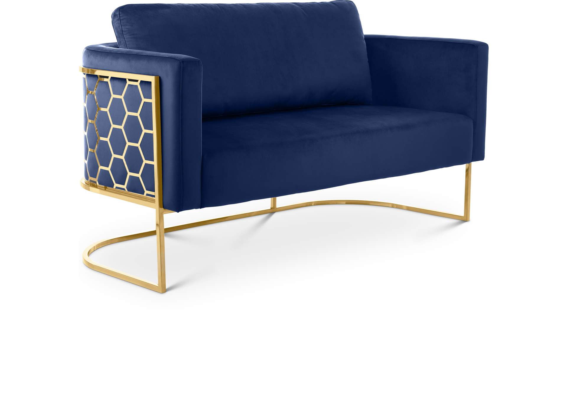 Casa Navy Velvet Loveseat,Meridian Furniture