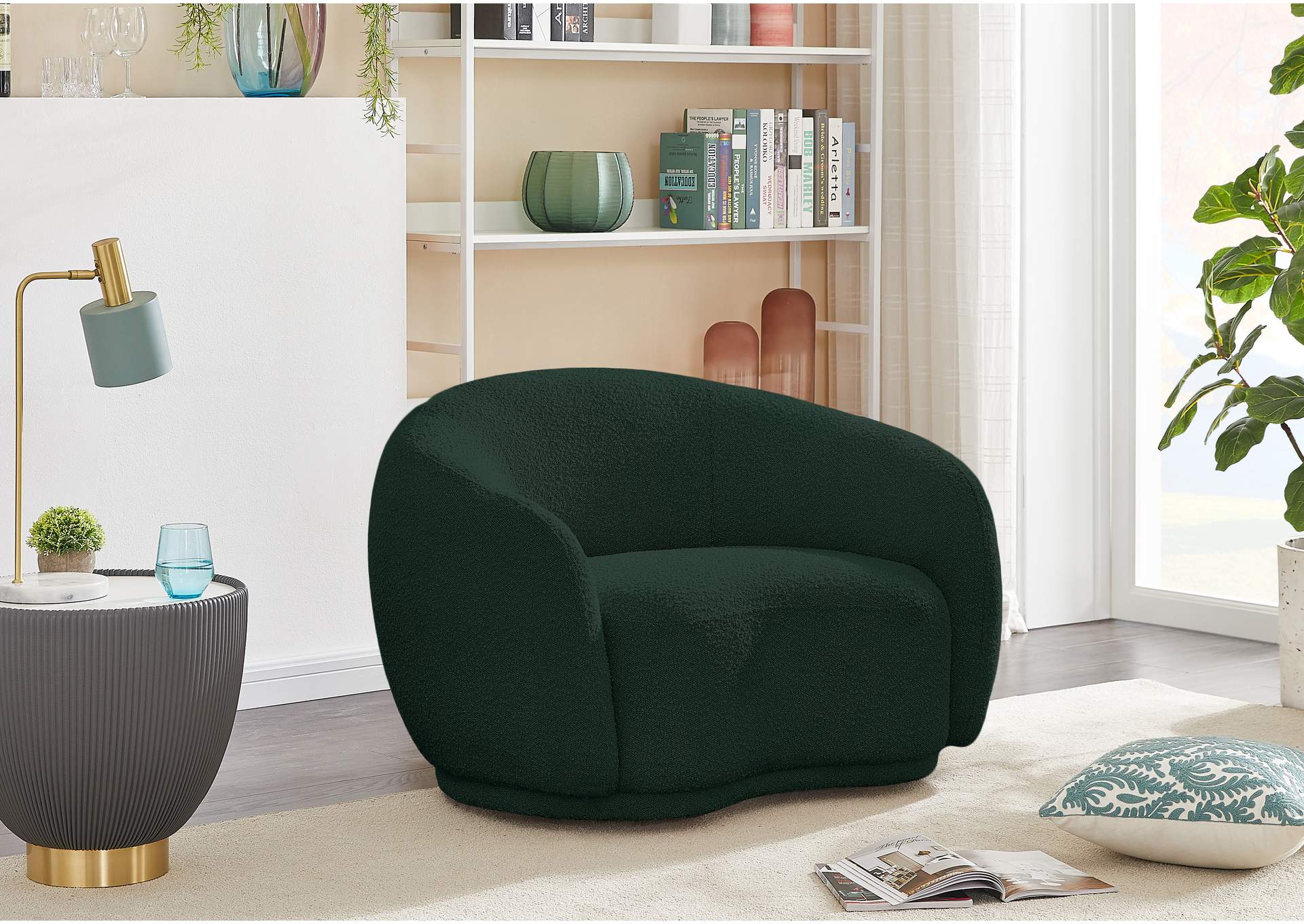 Hyde Green Boucle Fabric Chair,Meridian Furniture