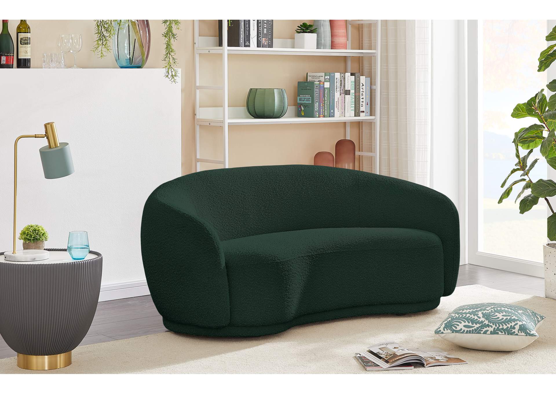 Hyde Green Boucle Fabric Loveseat,Meridian Furniture