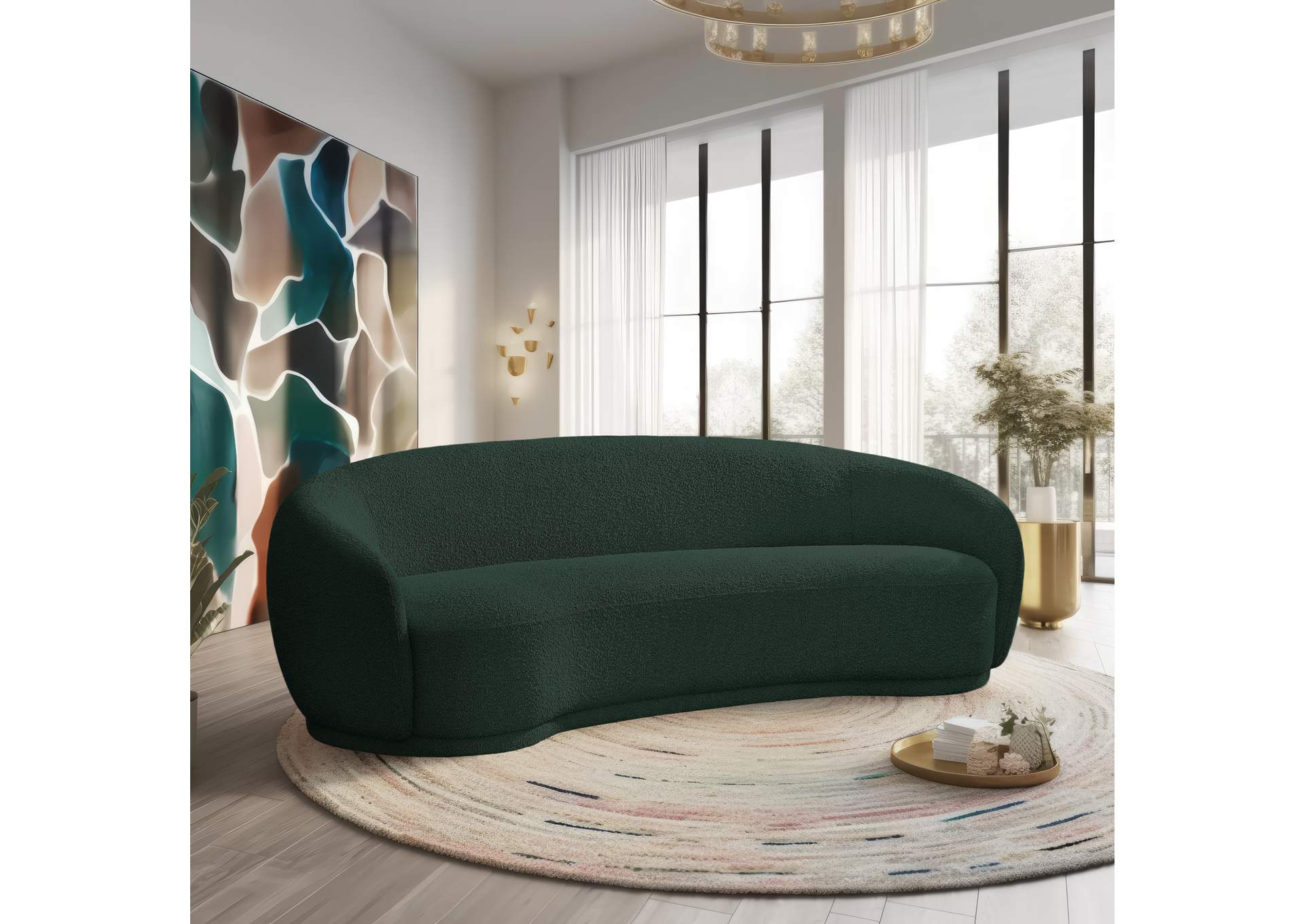 Hyde Green Boucle Fabric Sofa,Meridian Furniture