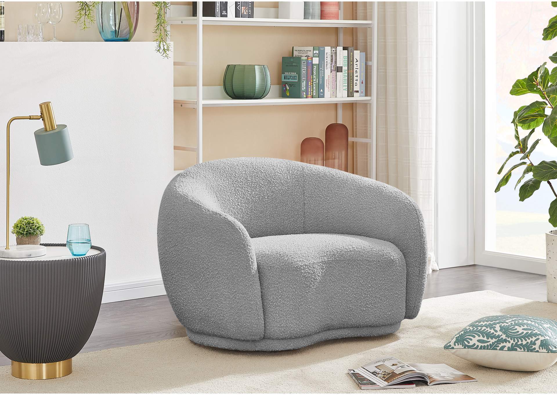 Hyde Grey Boucle Fabric Chair,Meridian Furniture