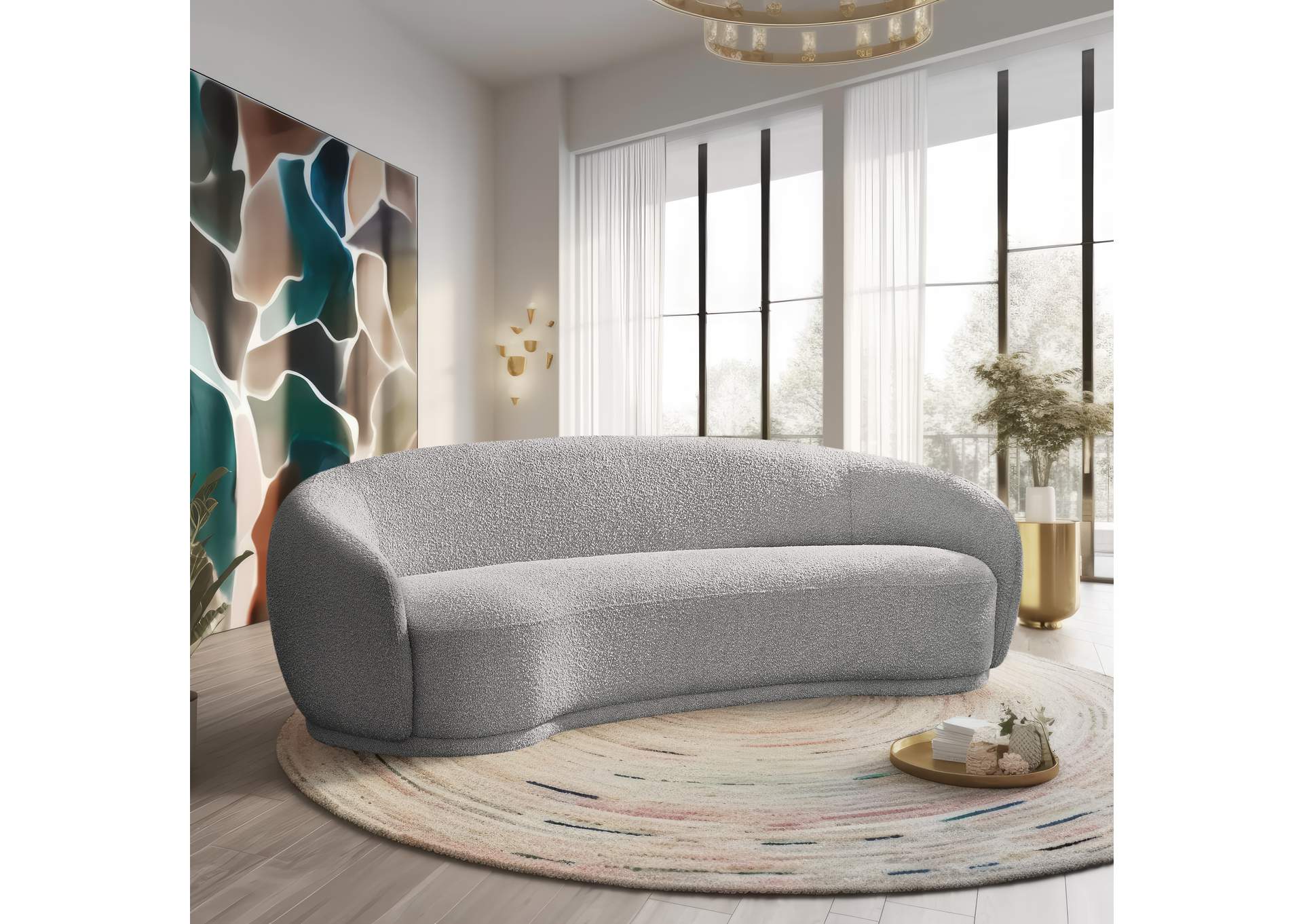 Hyde Grey Boucle Fabric Sofa,Meridian Furniture