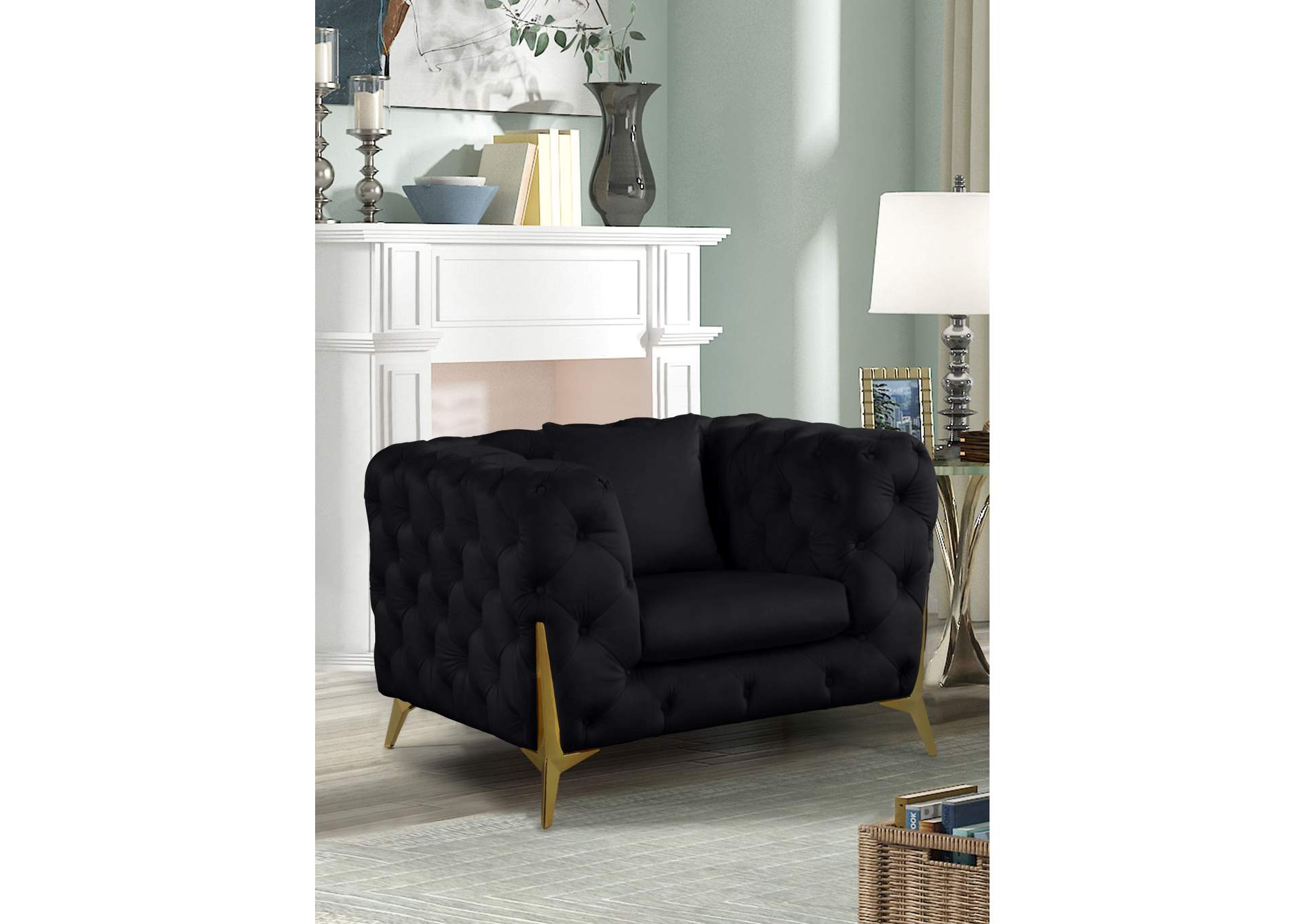 Kingdom Black Velvet Chair,Meridian Furniture