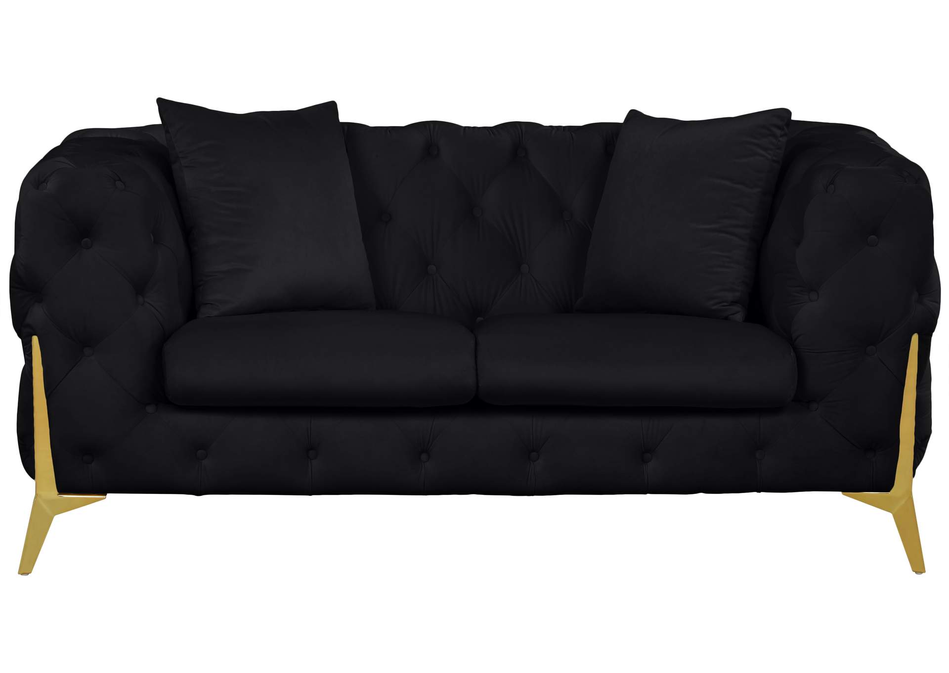 Kingdom Black Velvet Loveseat,Meridian Furniture