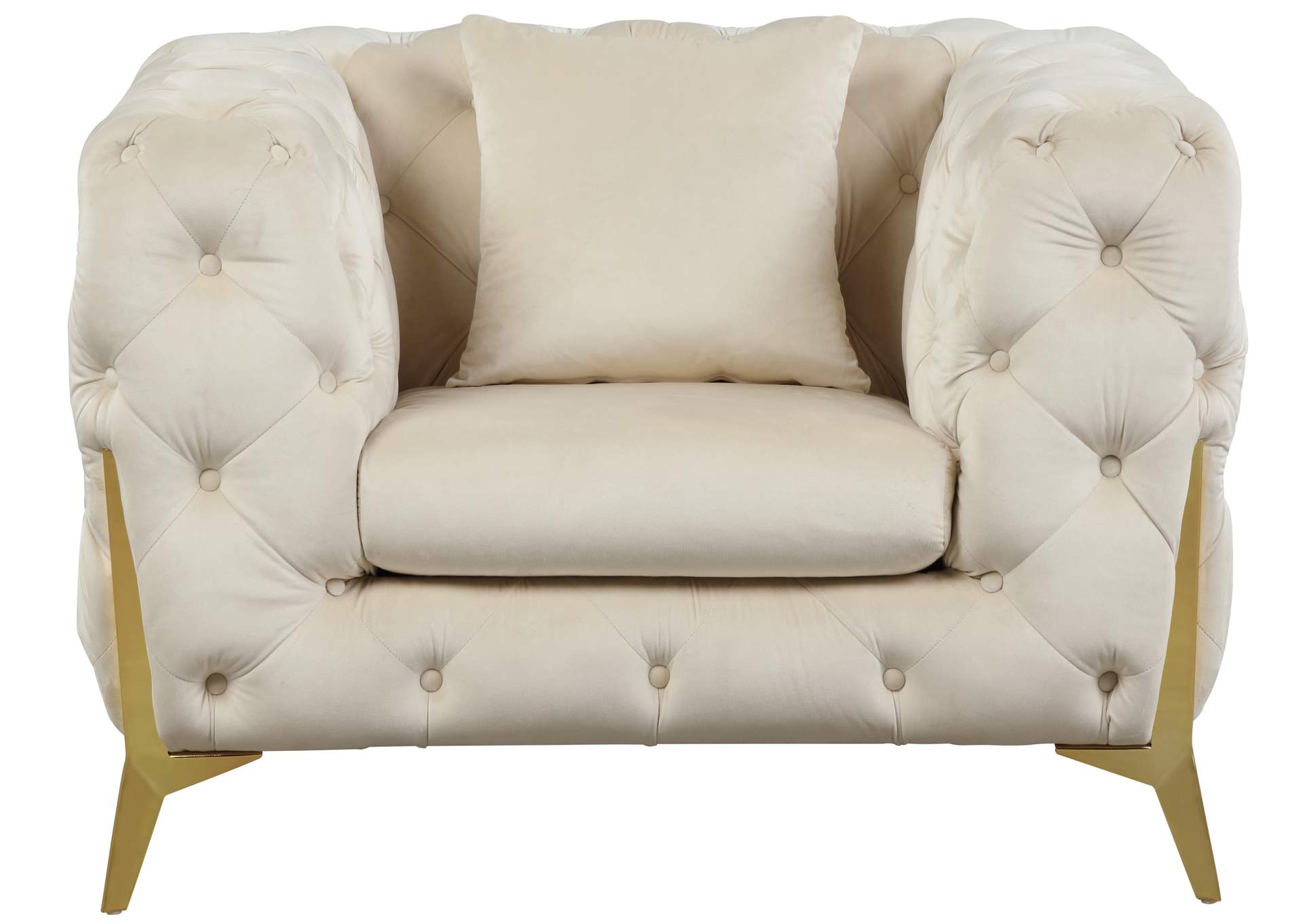 Kingdom Cream Velvet Chair,Meridian Furniture