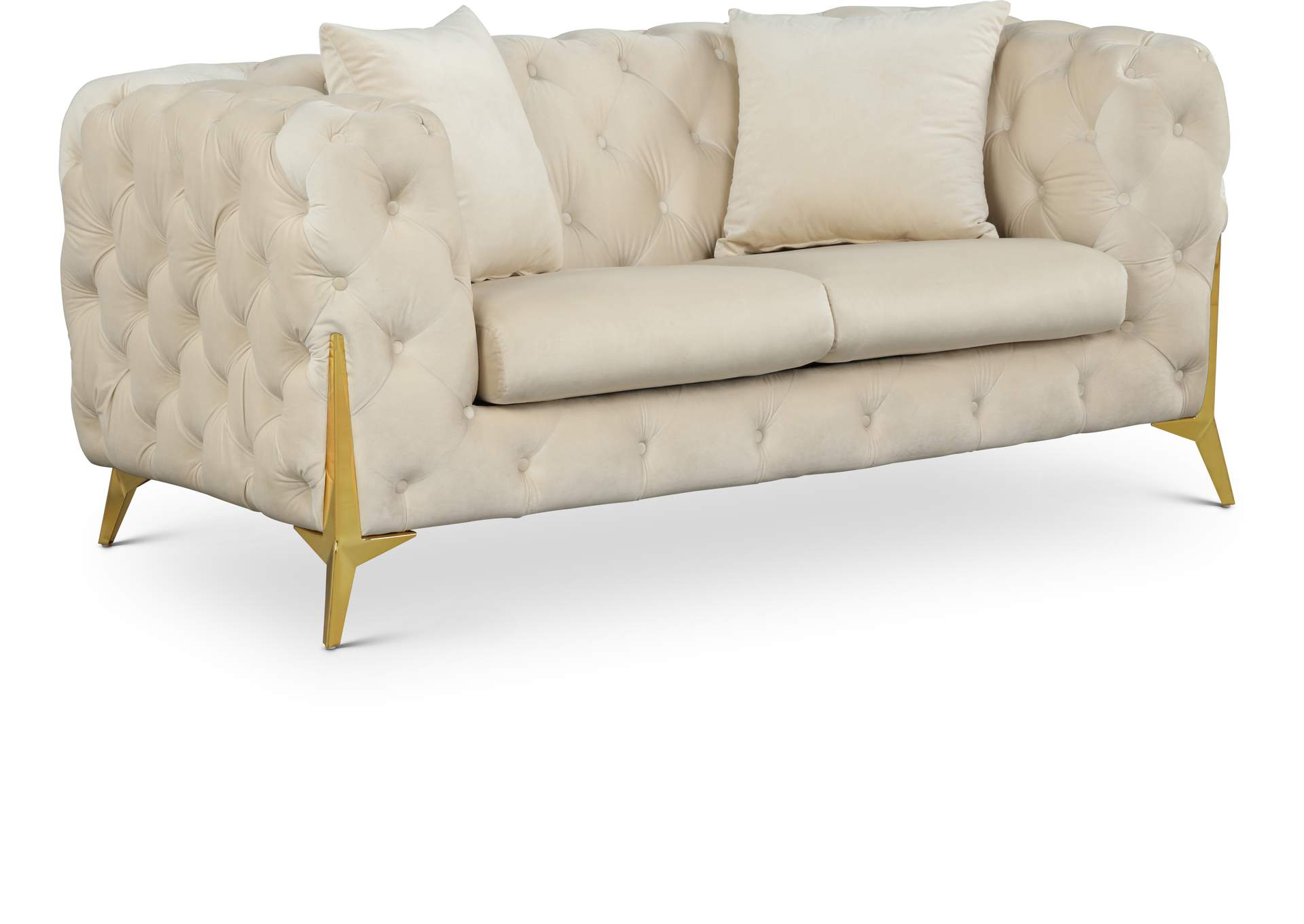 Kingdom Cream Velvet Loveseat,Meridian Furniture