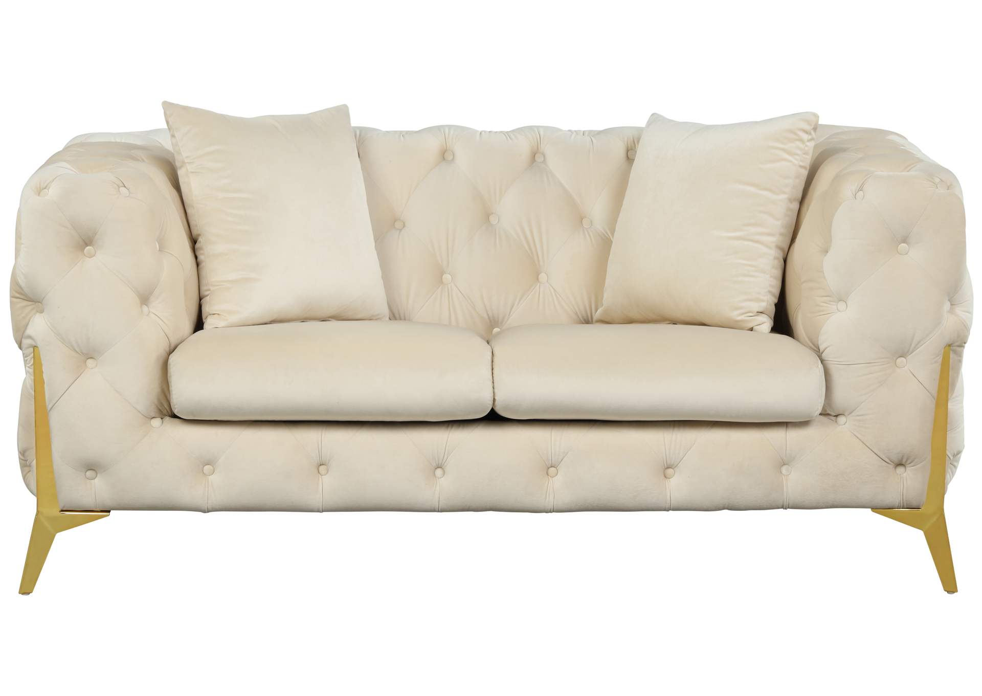 Kingdom Cream Velvet Loveseat,Meridian Furniture