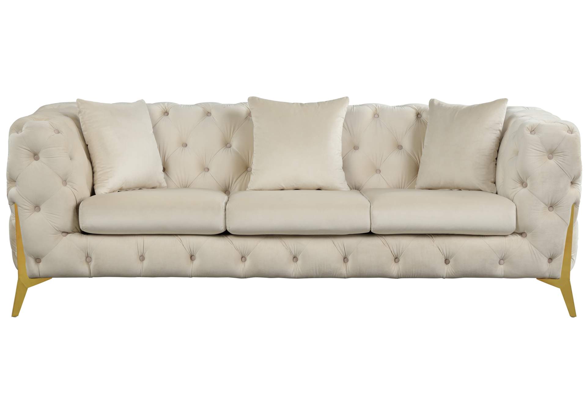 Kingdom Cream Velvet Sofa,Meridian Furniture