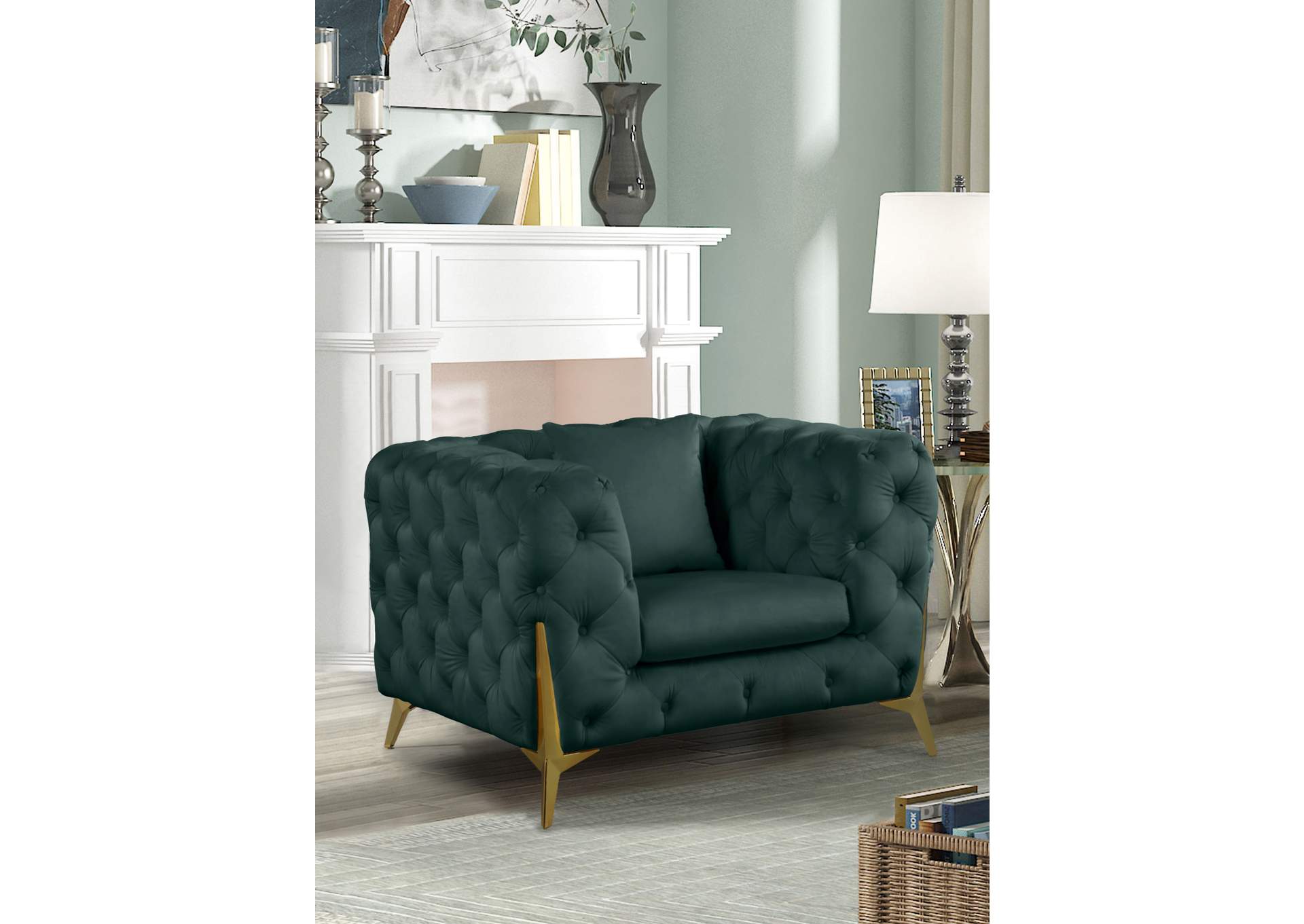 Kingdom Green Velvet Chair,Meridian Furniture