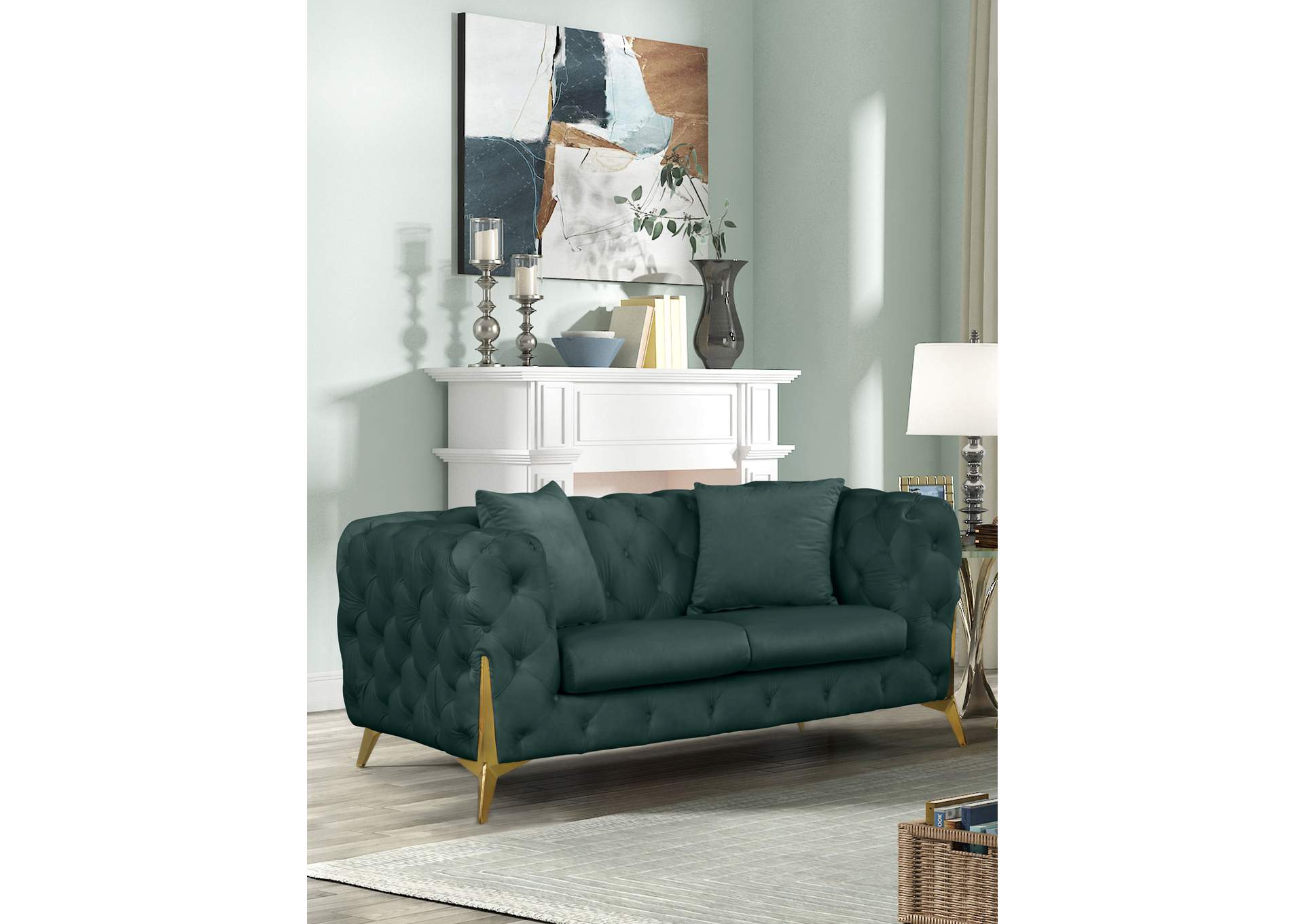 Kingdom Green Velvet Loveseat,Meridian Furniture