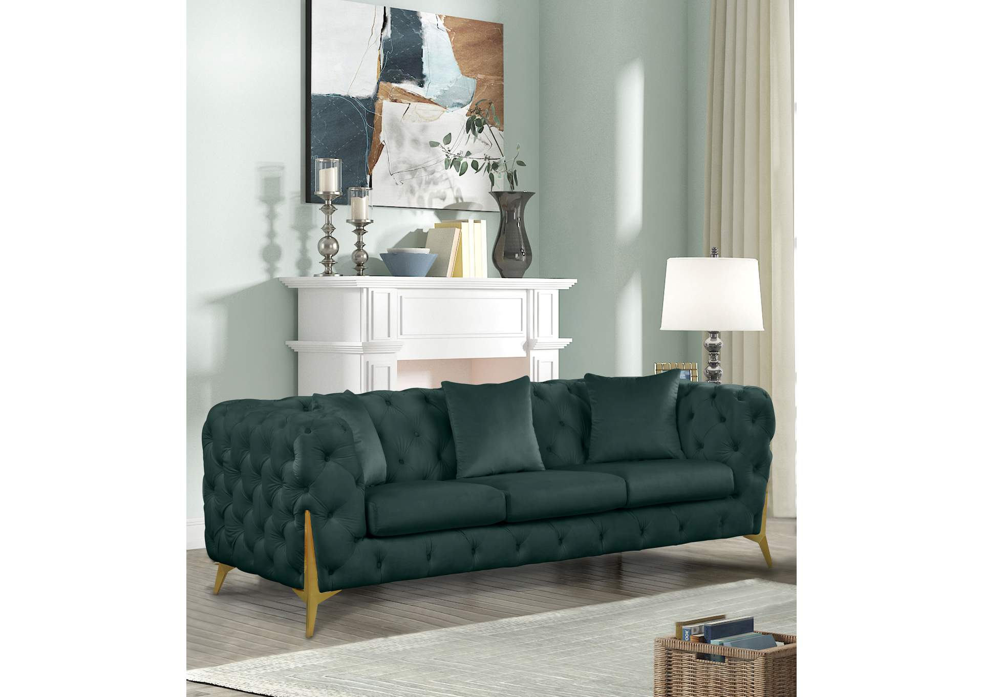 Kingdom Green Velvet Sofa,Meridian Furniture