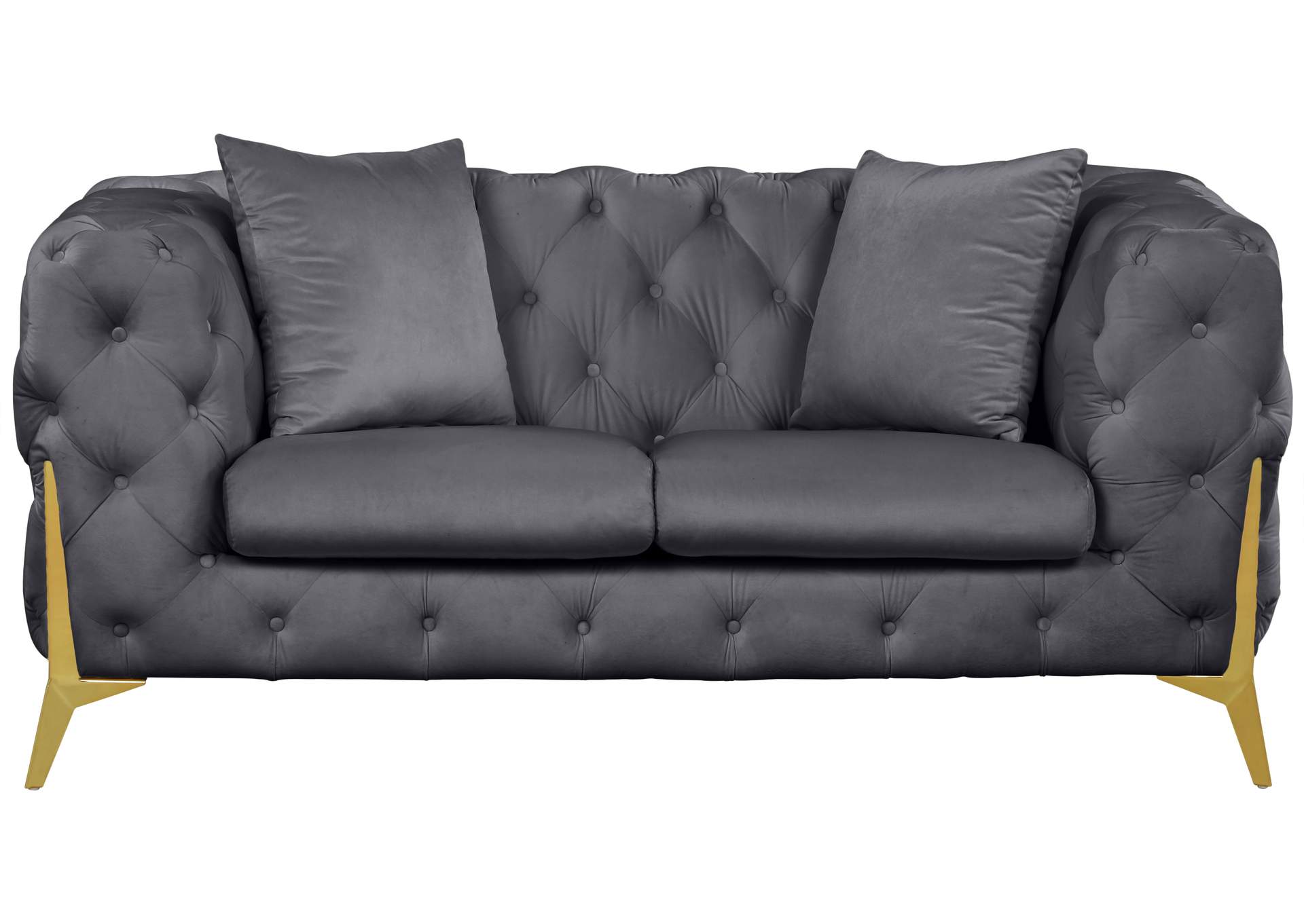 Kingdom Grey Velvet Loveseat,Meridian Furniture