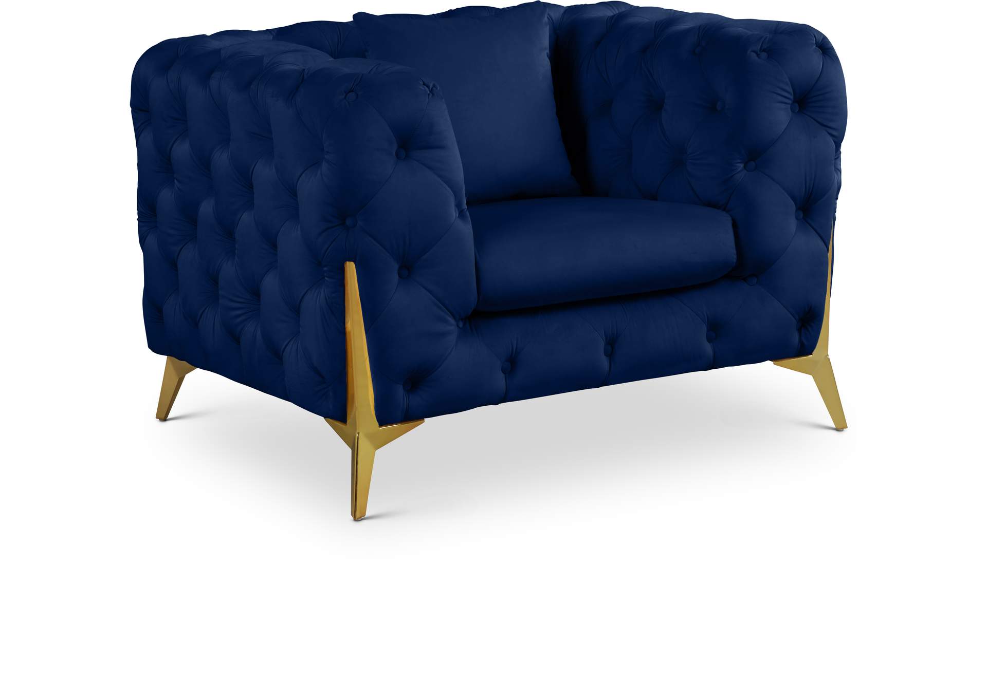 Kingdom Navy Velvet Chair,Meridian Furniture