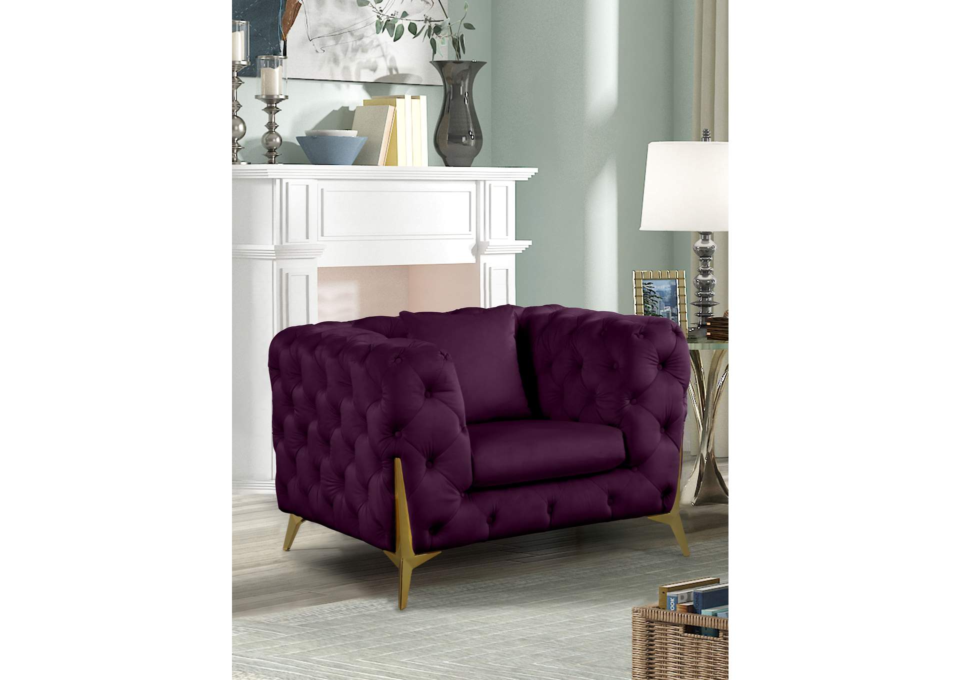 Kingdom Purple Velvet Chair,Meridian Furniture