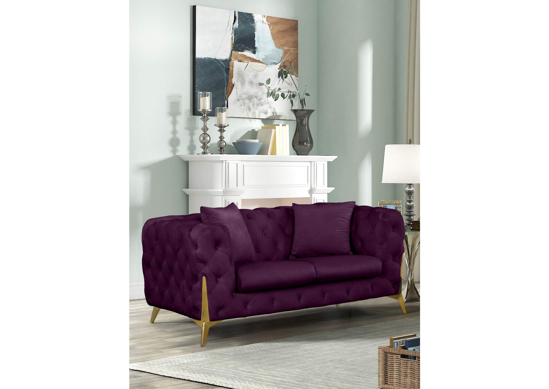 Kingdom Purple Velvet Loveseat,Meridian Furniture