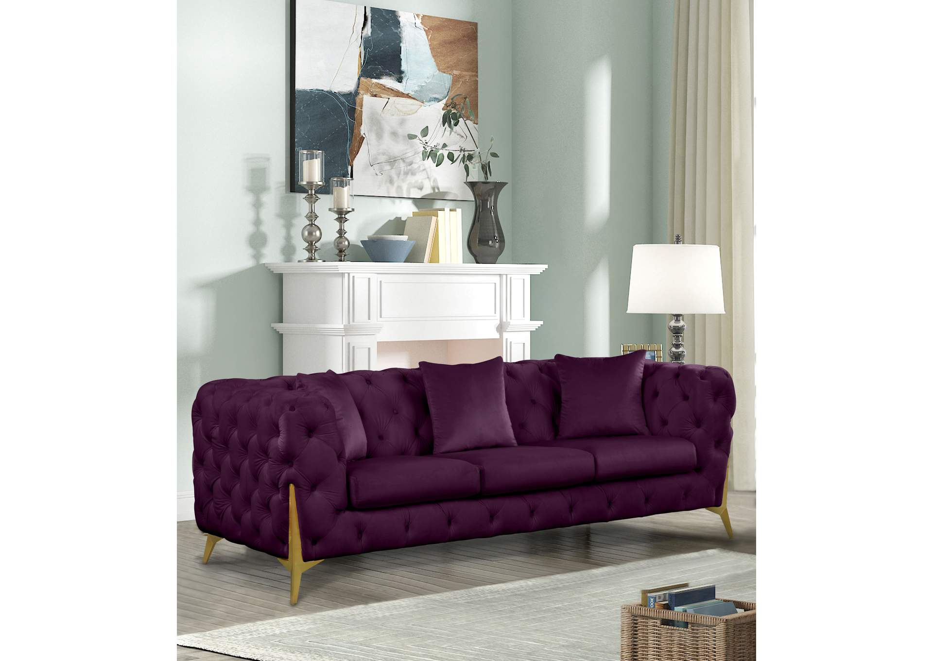 Kingdom Purple Velvet Sofa,Meridian Furniture