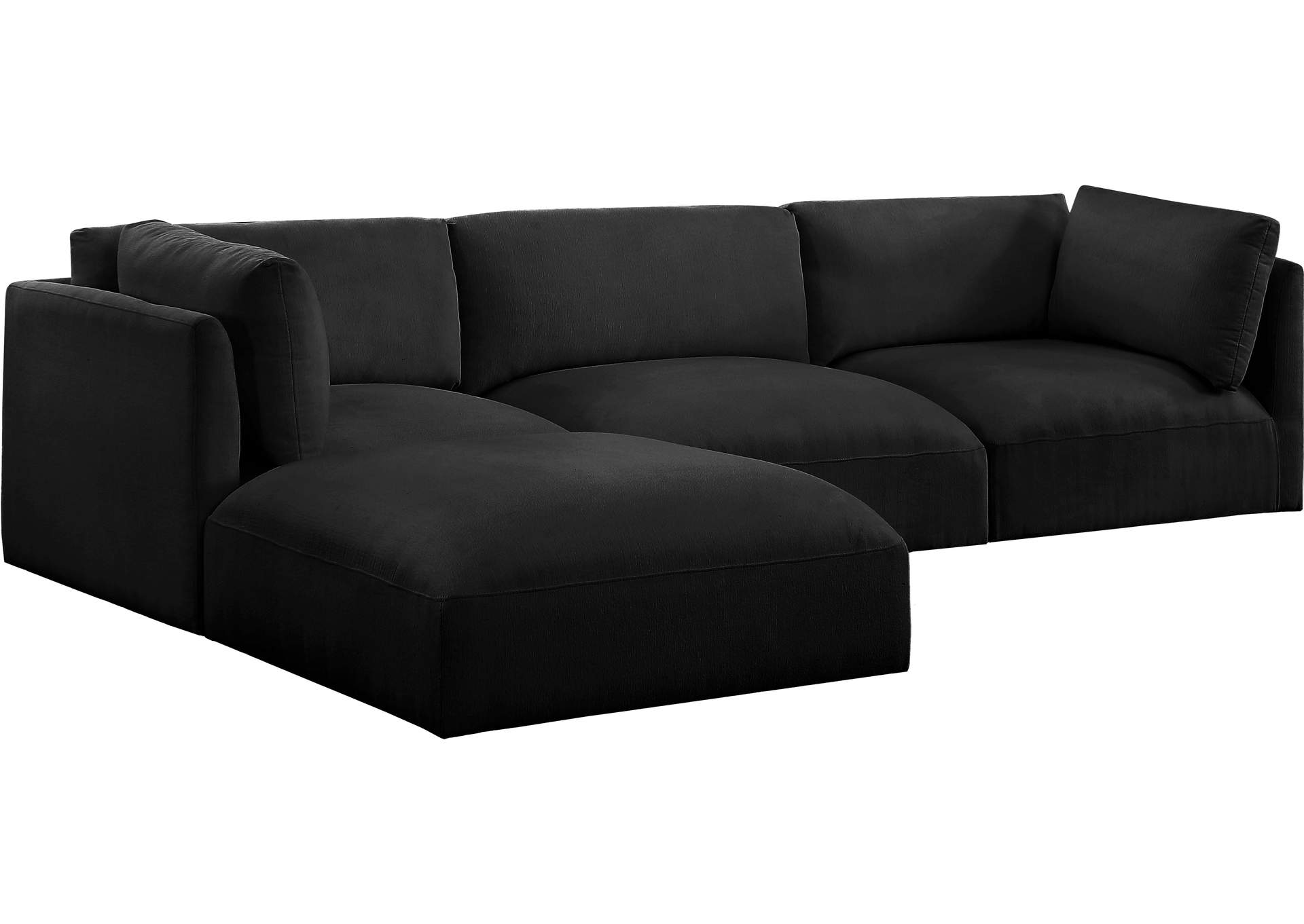 Ease Black Polyester Fabric Modular Sectional,Meridian Furniture