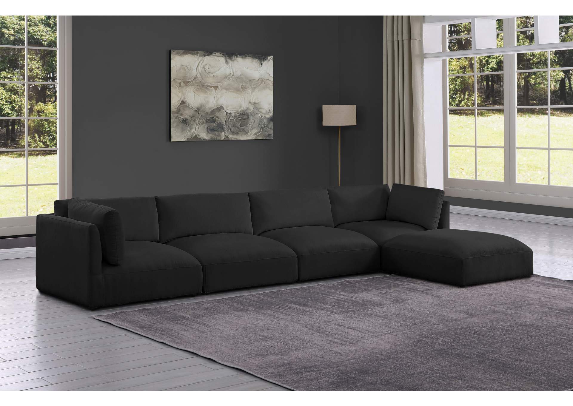 Ease Black Polyester Fabric Modular Sectional,Meridian Furniture