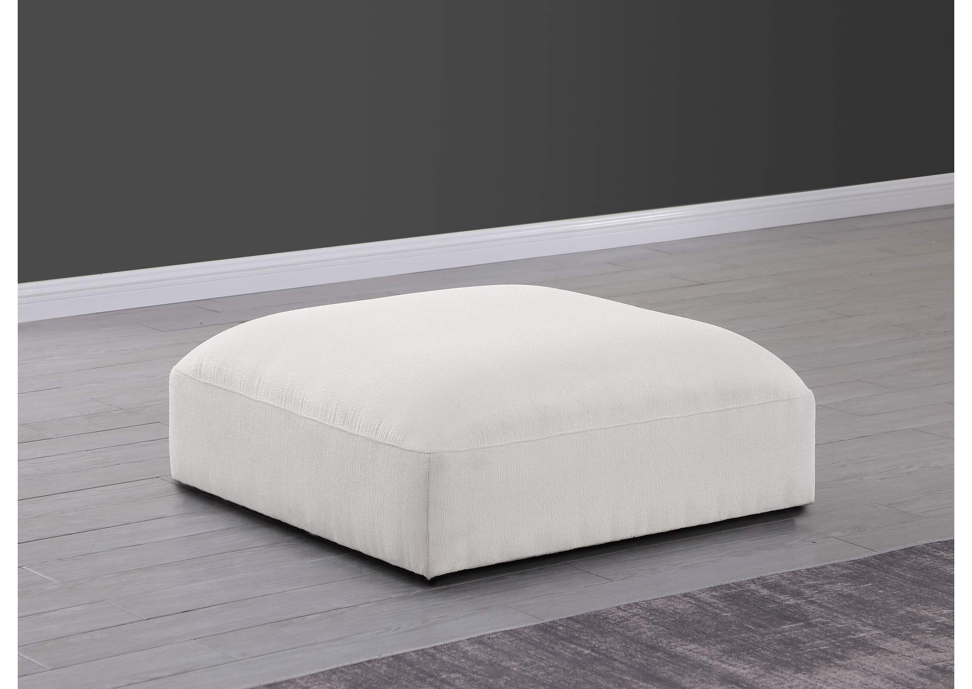Ease Cream Polyester Fabric Ottoman,Meridian Furniture