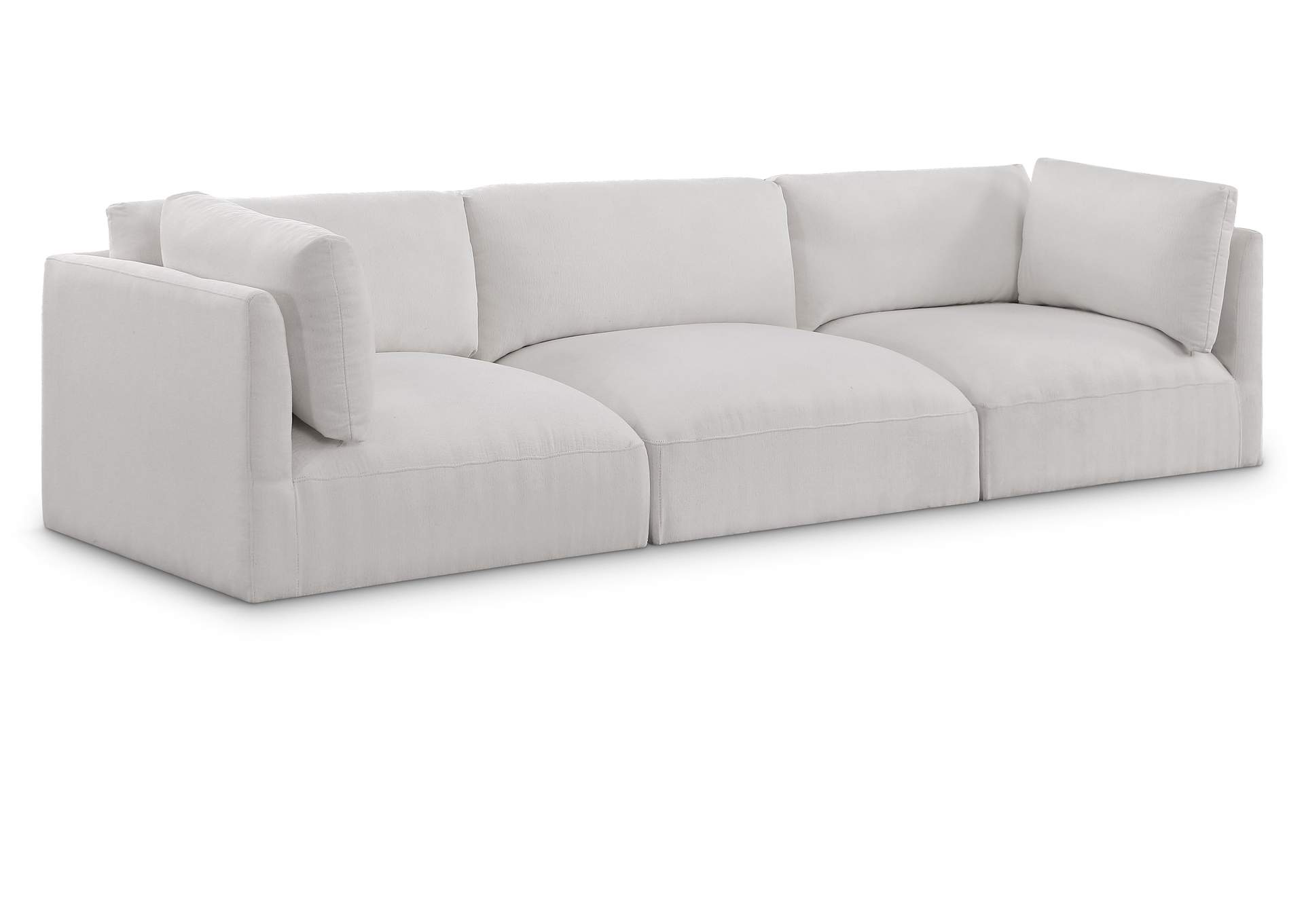 Ease Cream Polyester Fabric Modular Sofa,Meridian Furniture