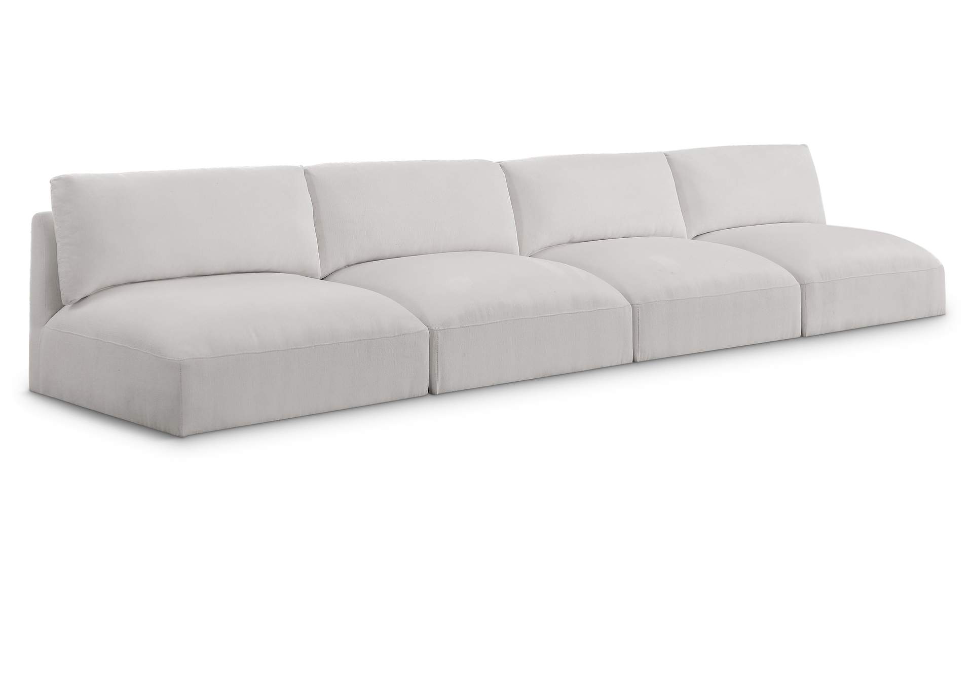Ease Cream Polyester Fabric Modular Sofa,Meridian Furniture