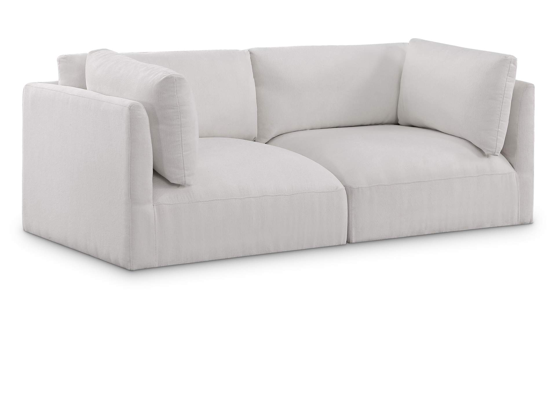 Ease Cream Polyester Fabric Modular Sofa,Meridian Furniture