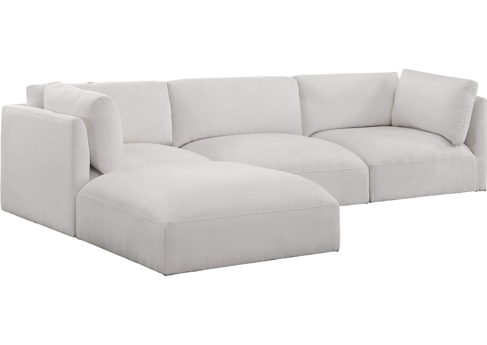 Ease Cream Polyester Fabric Modular Sectional,Meridian Furniture