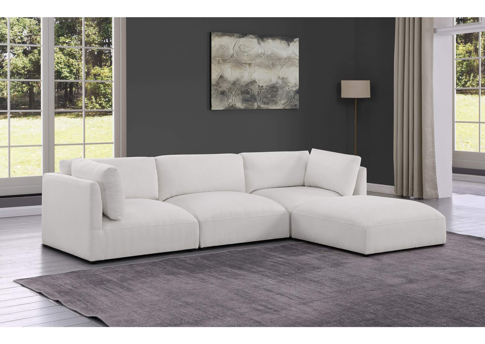 Ease Cream Polyester Fabric Modular Sectional,Meridian Furniture