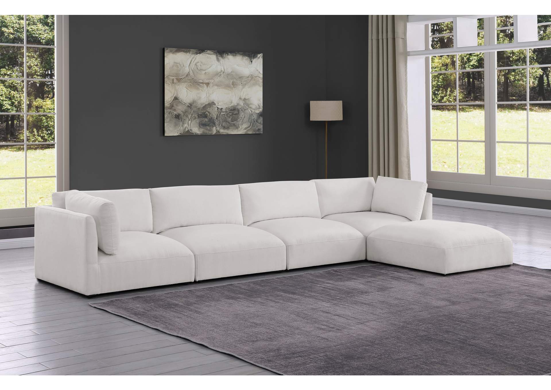 Ease Cream Polyester Fabric Modular Sectional,Meridian Furniture