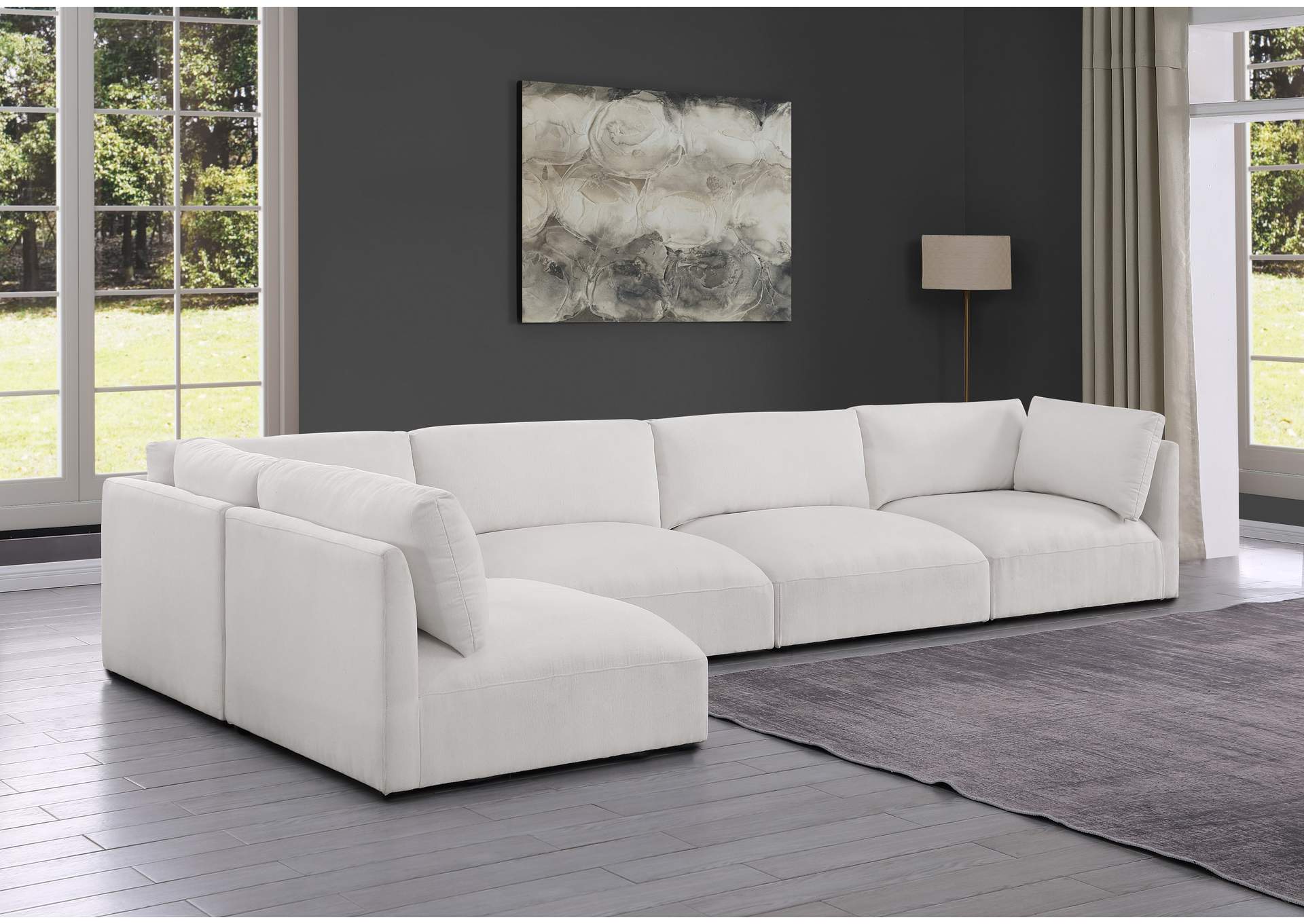 Ease Cream Polyester Fabric Modular Sectional,Meridian Furniture