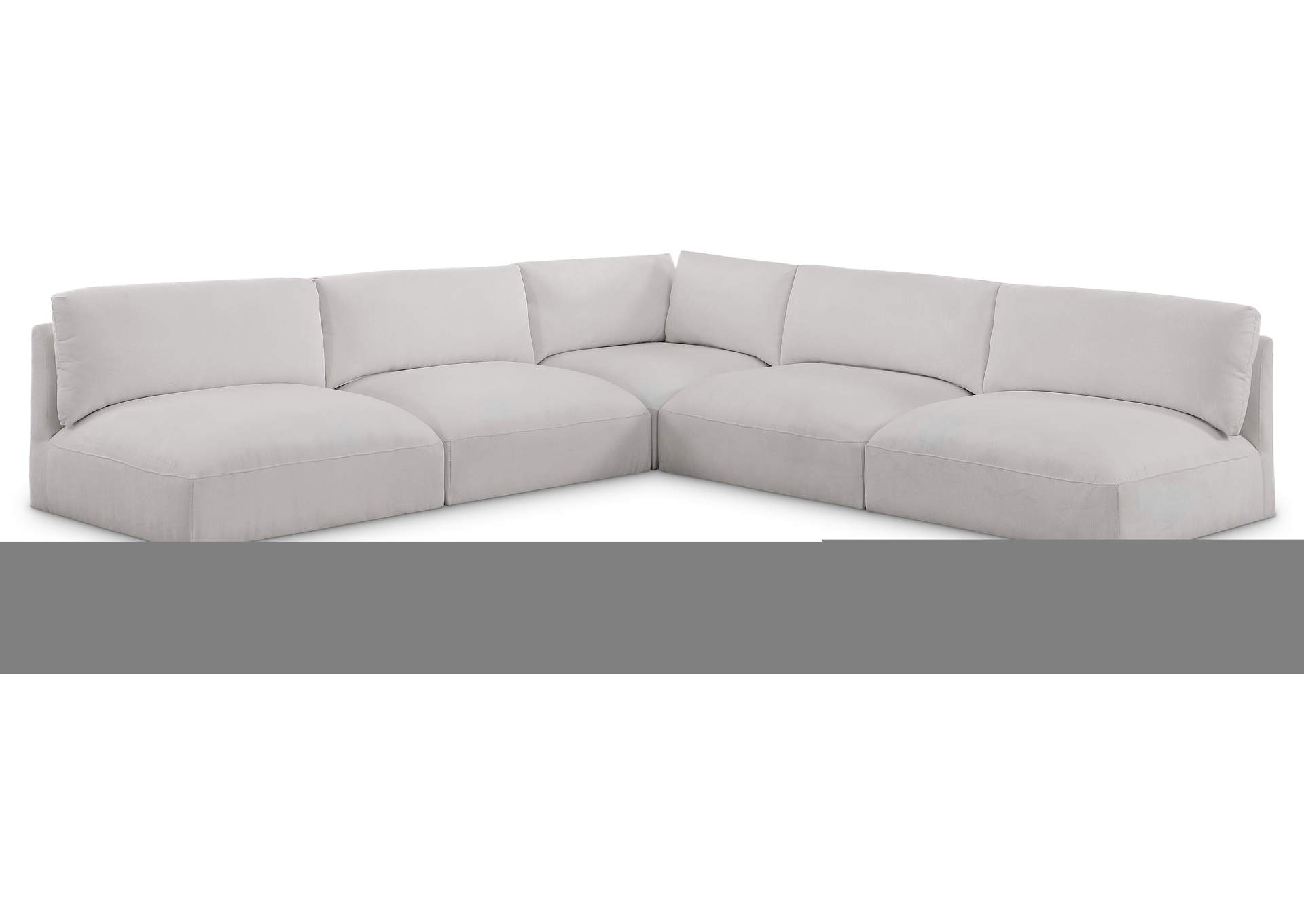 Ease Cream Polyester Fabric Modular Sectional,Meridian Furniture
