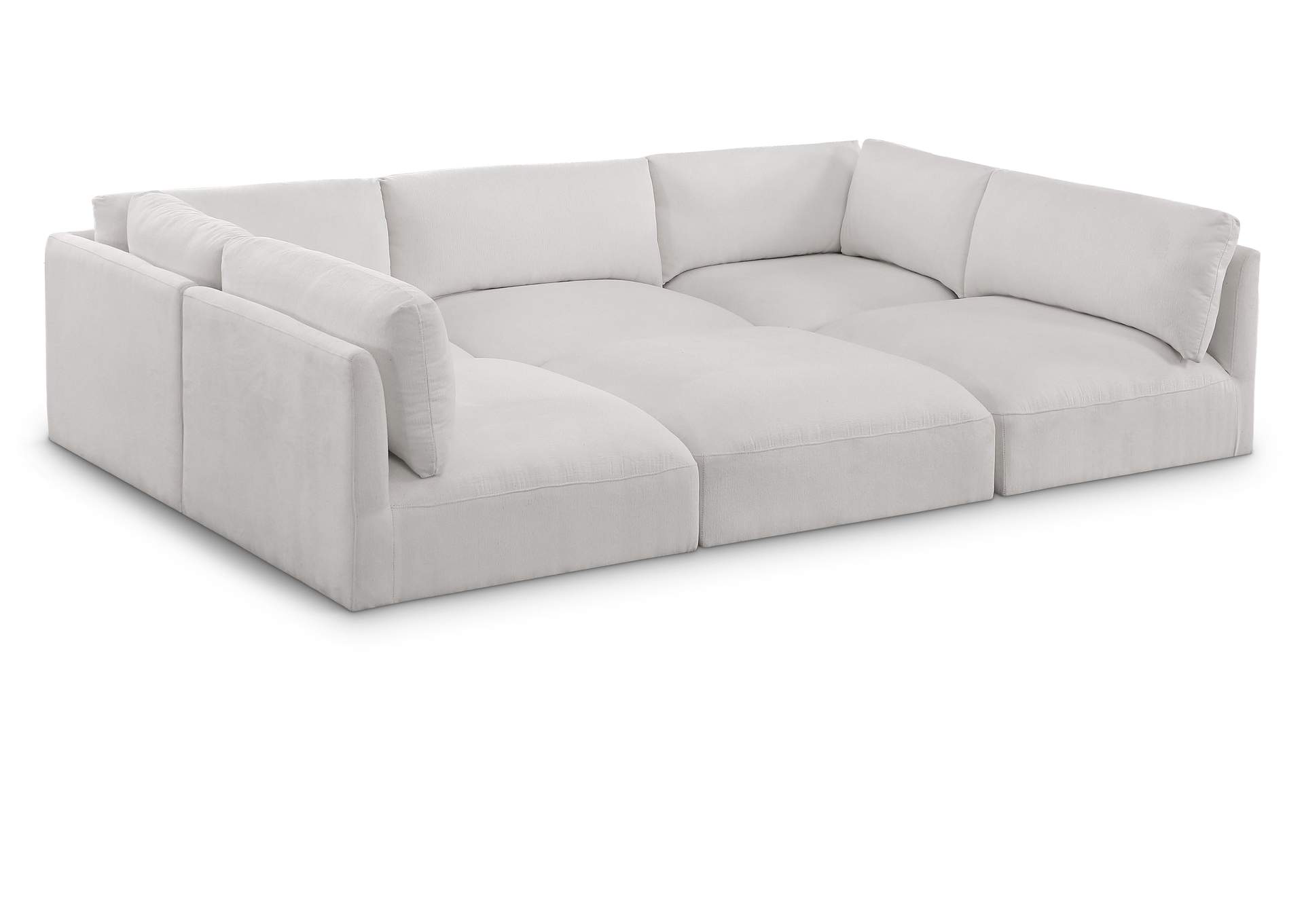 Ease Cream Polyester Fabric Modular Sectional,Meridian Furniture