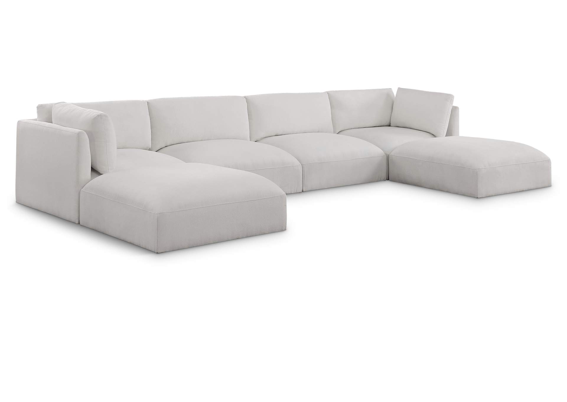Ease Cream Polyester Fabric Modular Sectional,Meridian Furniture