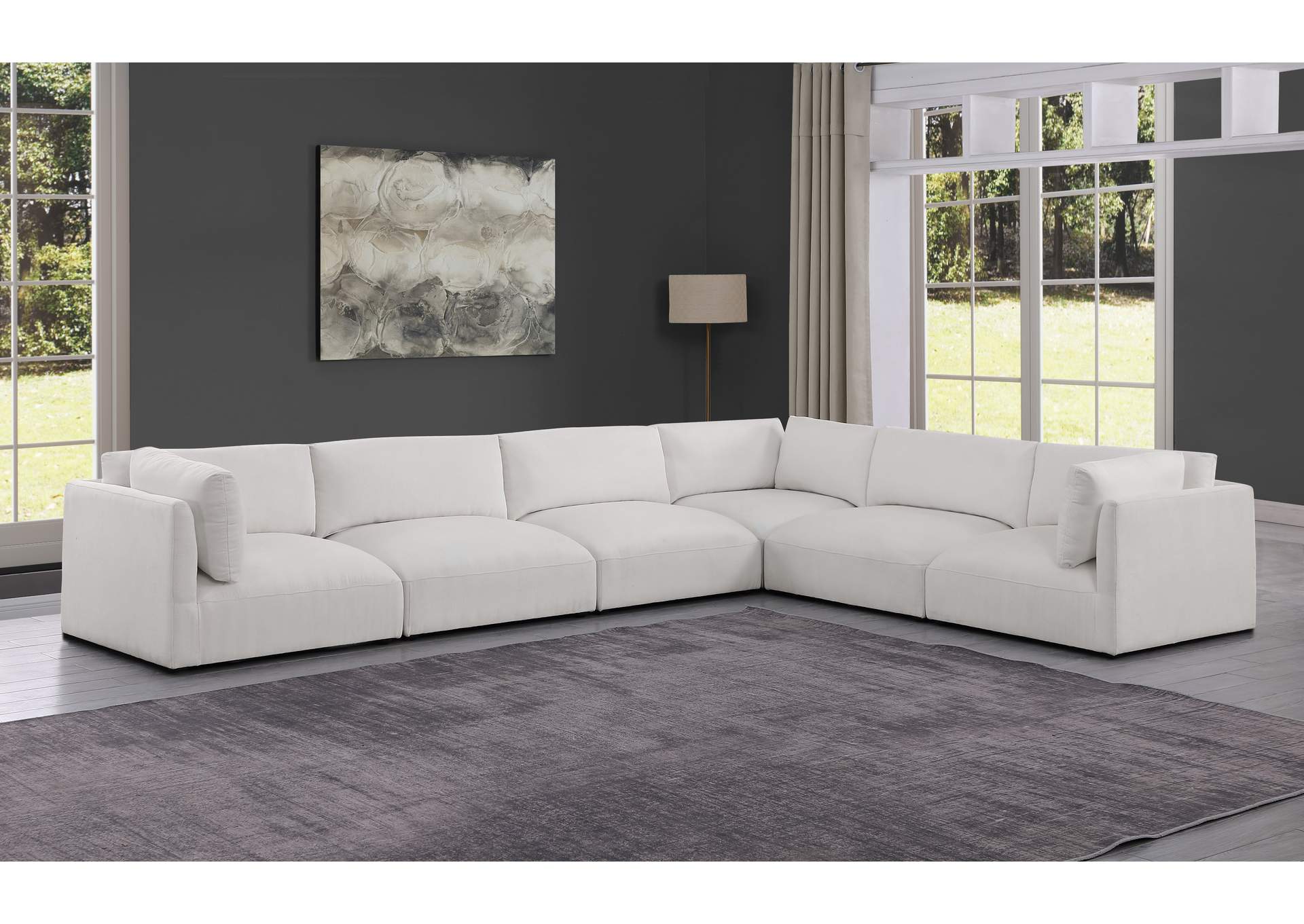 Ease Cream Polyester Fabric Modular Sectional,Meridian Furniture