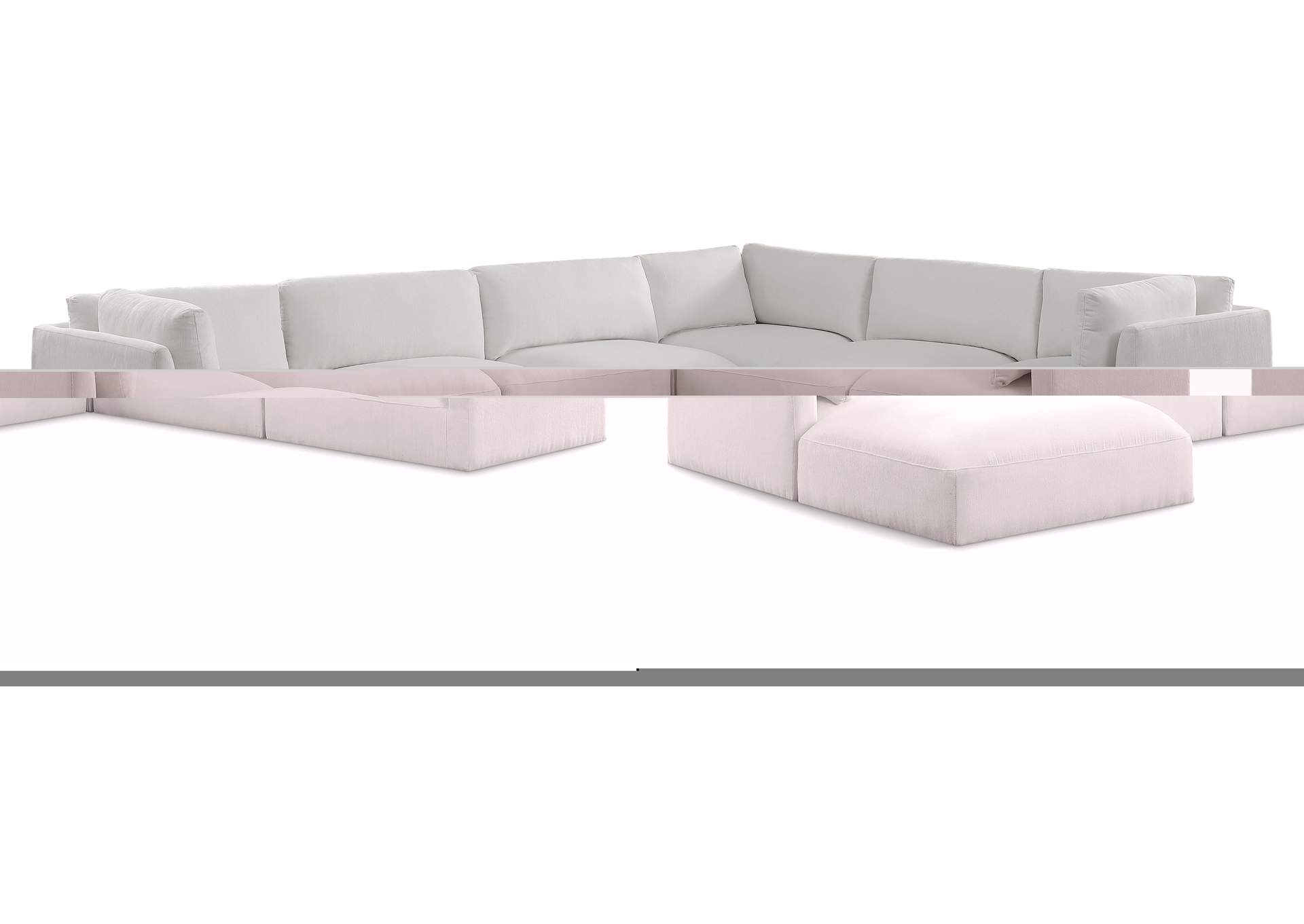 Ease Cream Polyester Fabric Modular Sectional,Meridian Furniture