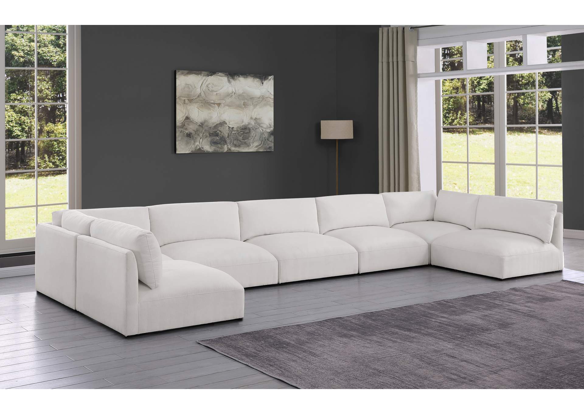 Ease Cream Polyester Fabric Modular Sectional,Meridian Furniture