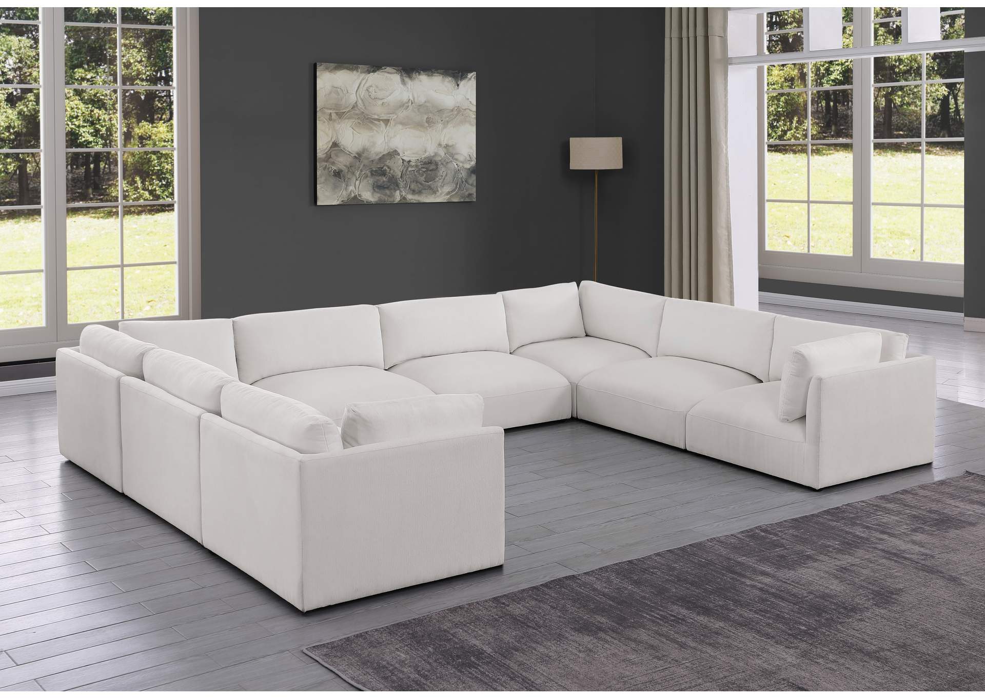 Ease Cream Polyester Fabric Modular Sectional,Meridian Furniture