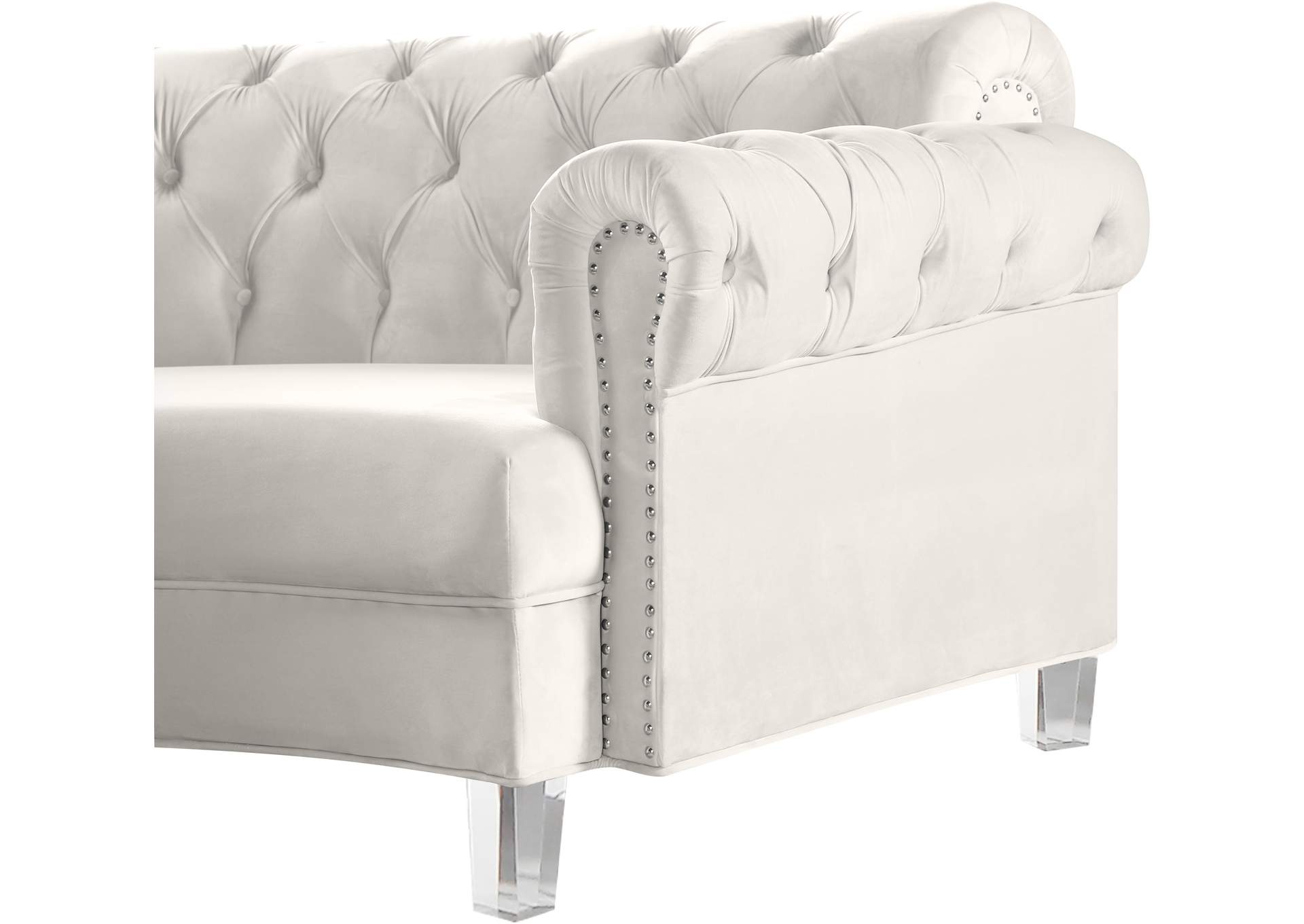 Anabella Cream Velvet 4 Piece Sectional,Meridian Furniture