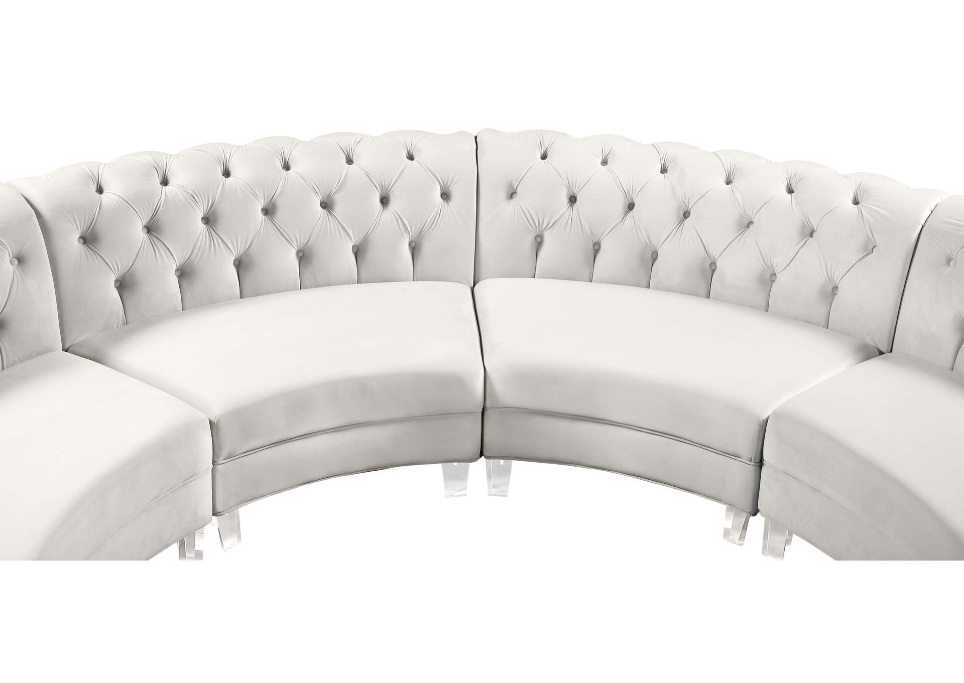 Anabella Cream Velvet 4 Piece Sectional,Meridian Furniture