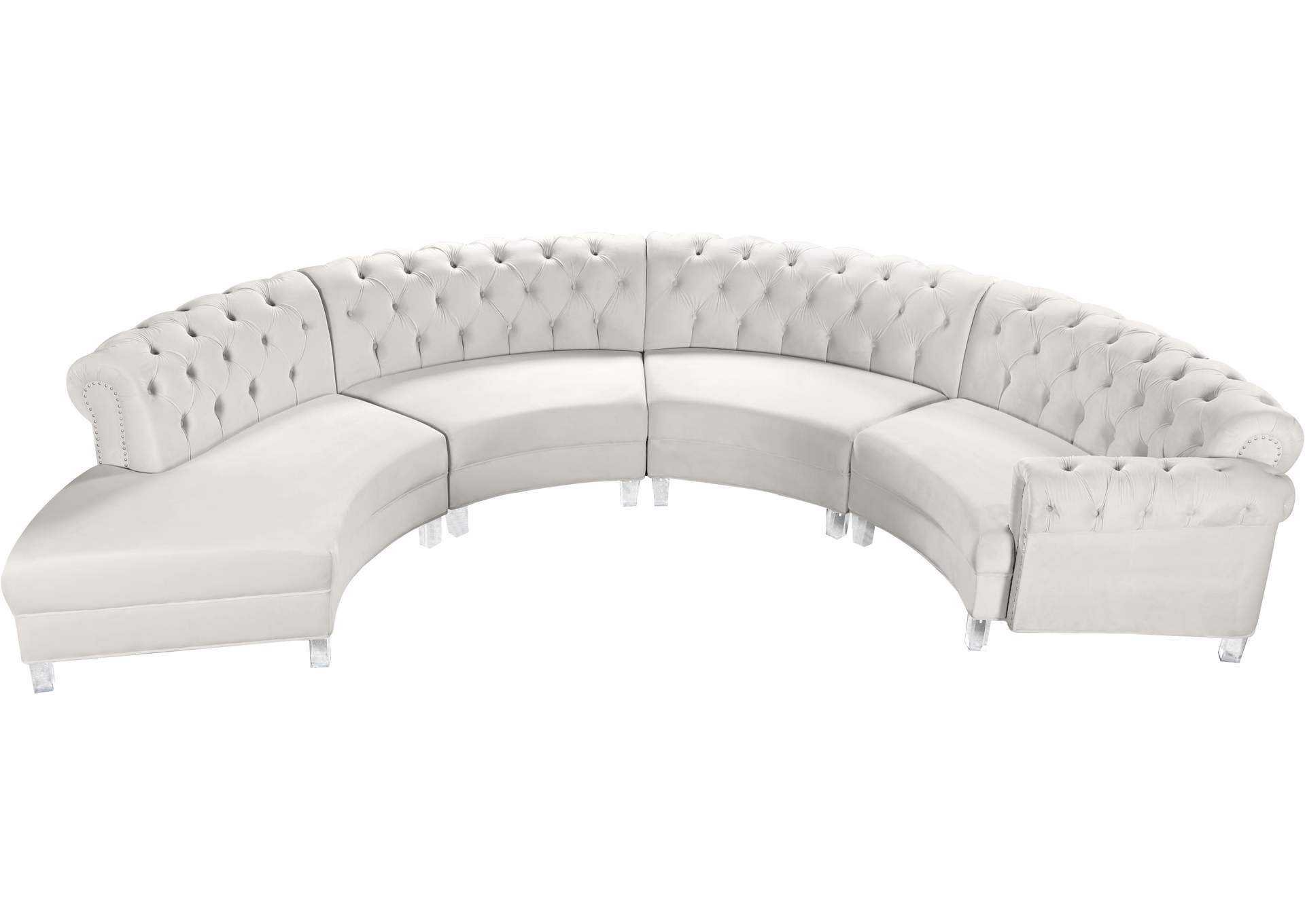 Anabella Cream Velvet 4 Piece Sectional,Meridian Furniture