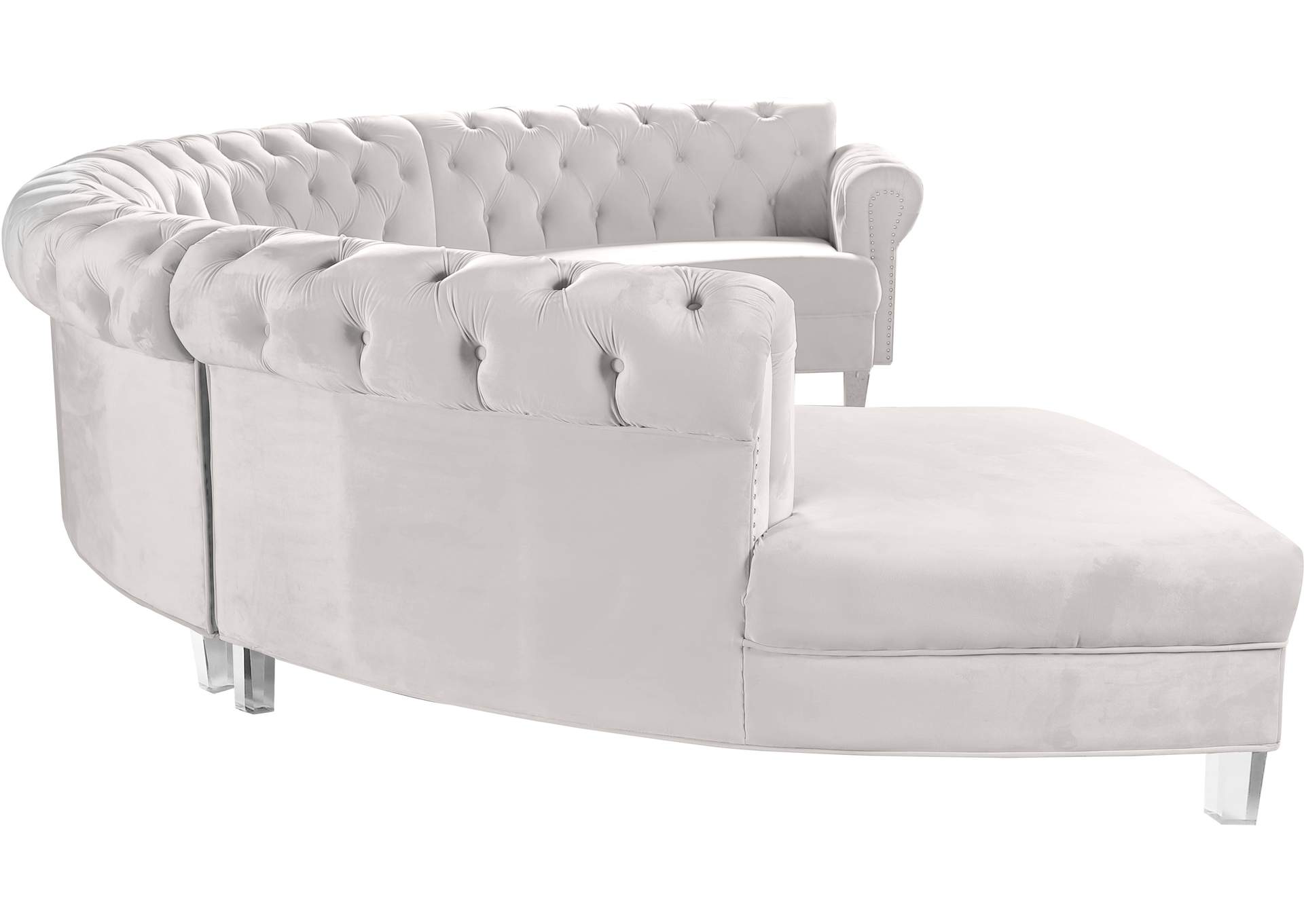 Anabella Cream Velvet 4 Piece Sectional,Meridian Furniture