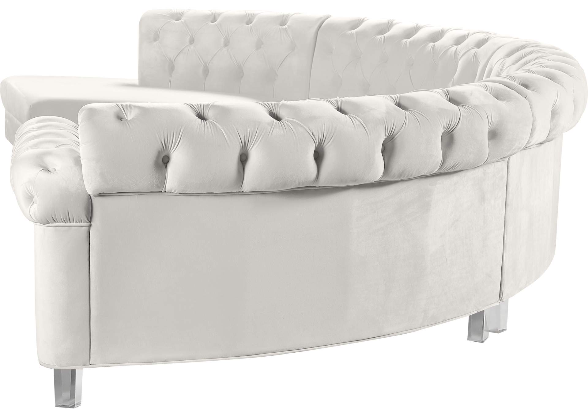 Anabella Cream Velvet 4 Piece Sectional,Meridian Furniture